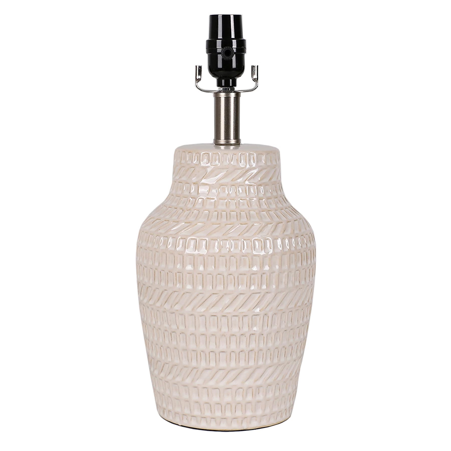 Found & Fable Neutral Ceramic Basket Weave Small Lamp Base, 15"
