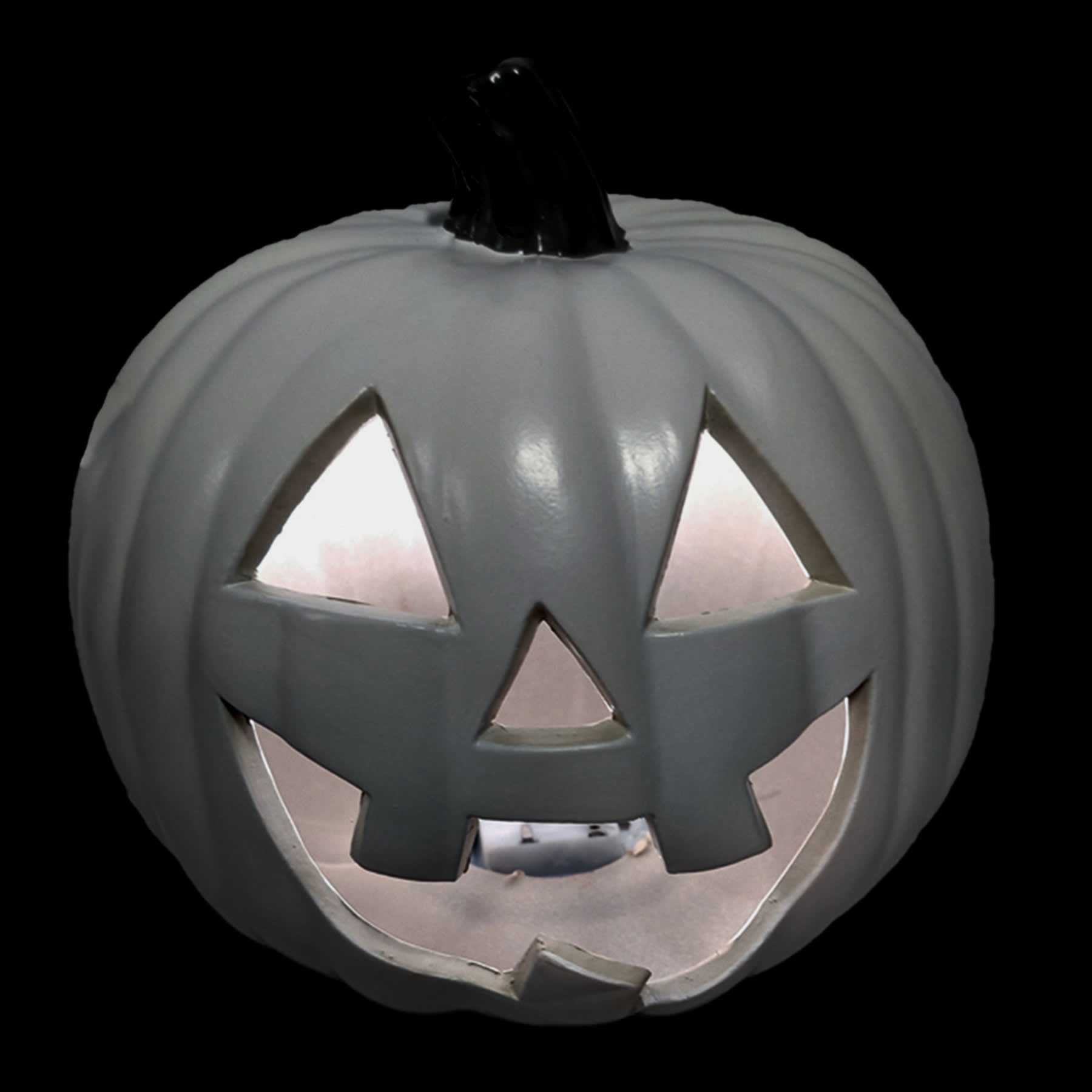 Halloween White Blow Mold Pumpkin, 8.3"