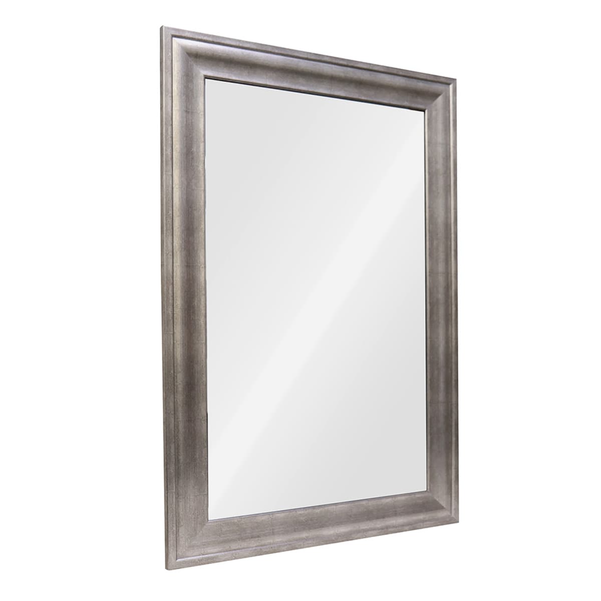 Antiqued Silver Barb Framed Rectangle Wall Mirror, 24x36