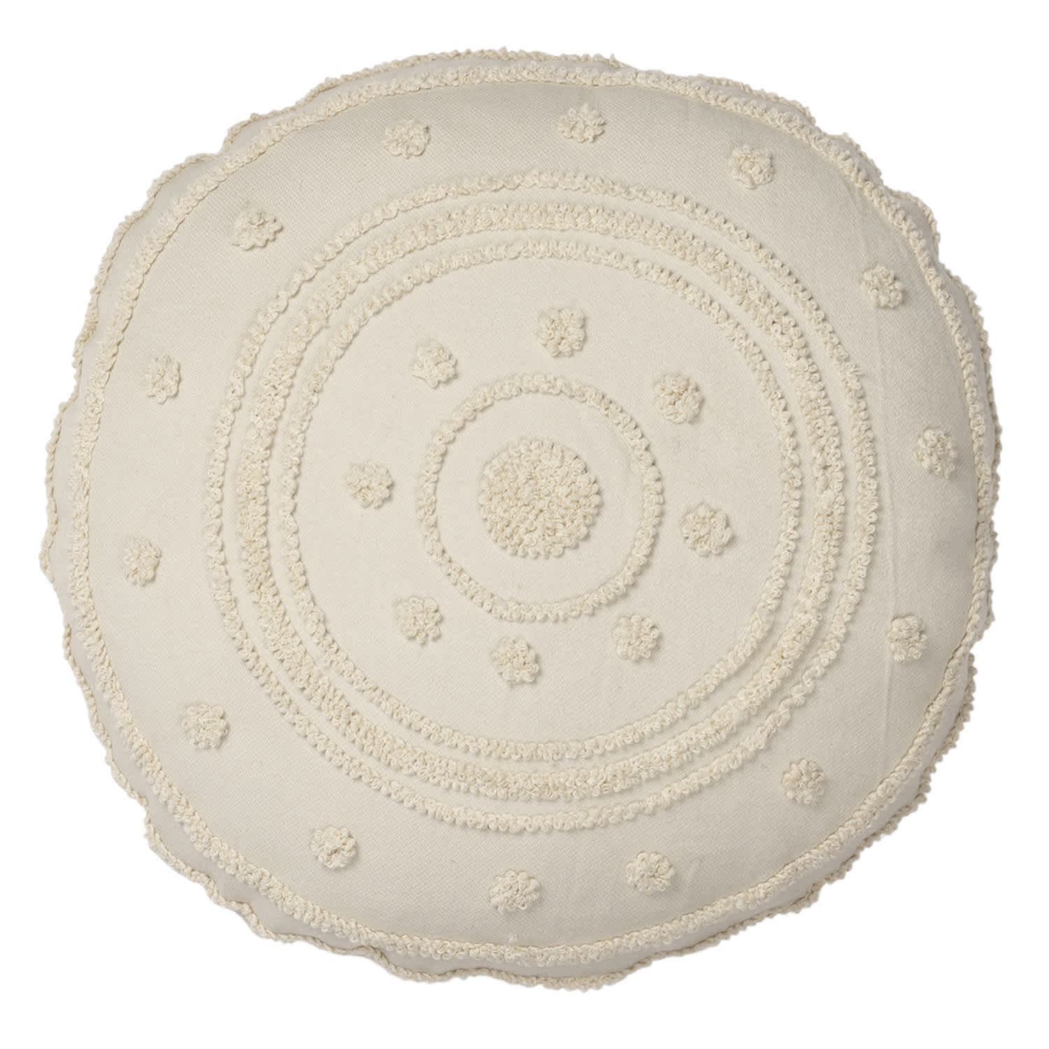 Found & Fable Tan Embellished Round Outdoor Throw Pillow, 16"