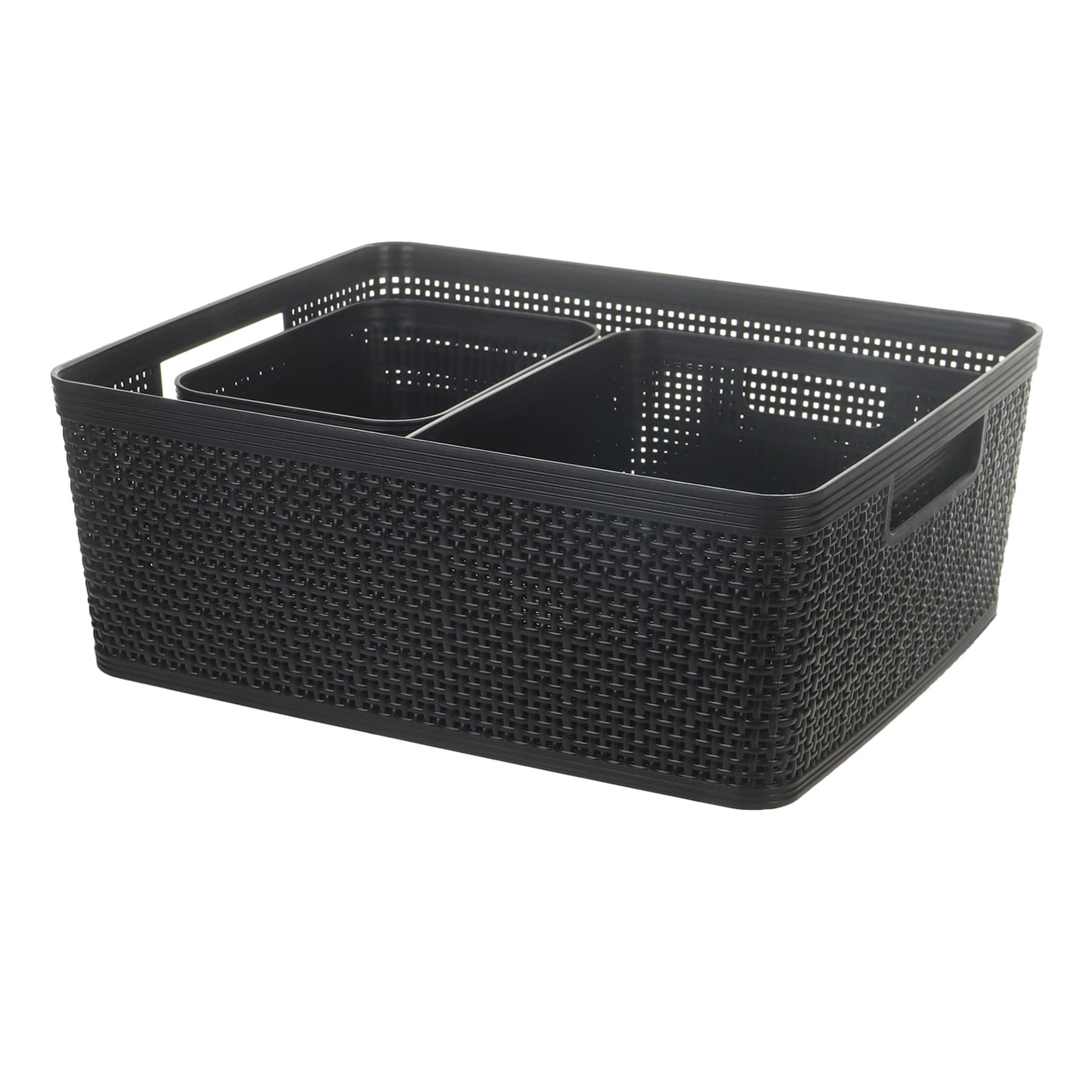 Set of 5 Black Storage Basket, 31.3l/4l/11.5l