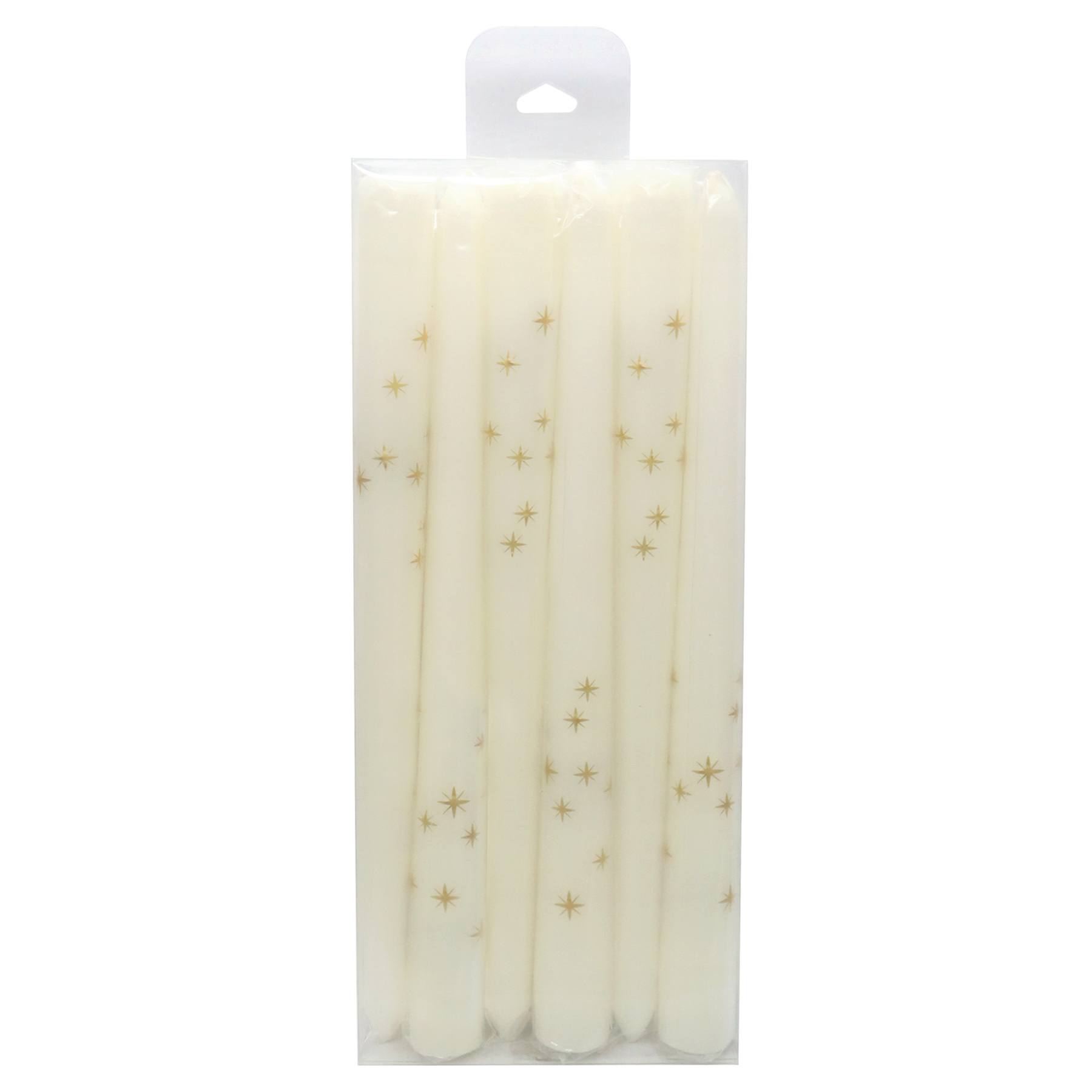 Willow Crossley 6-Pack Gold Star Unscented Taper Candles, 11"