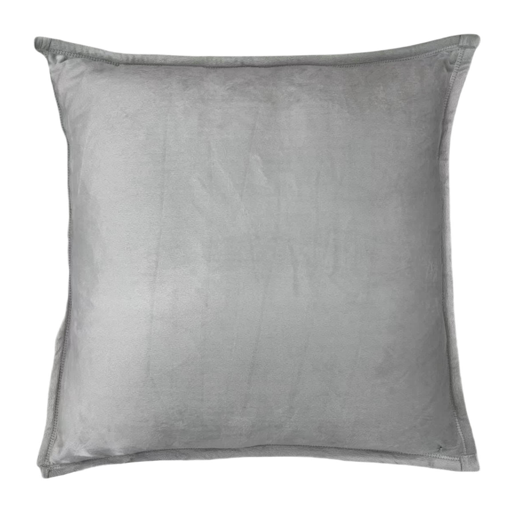 Grey Micro Plush Throw Pillow, 24"