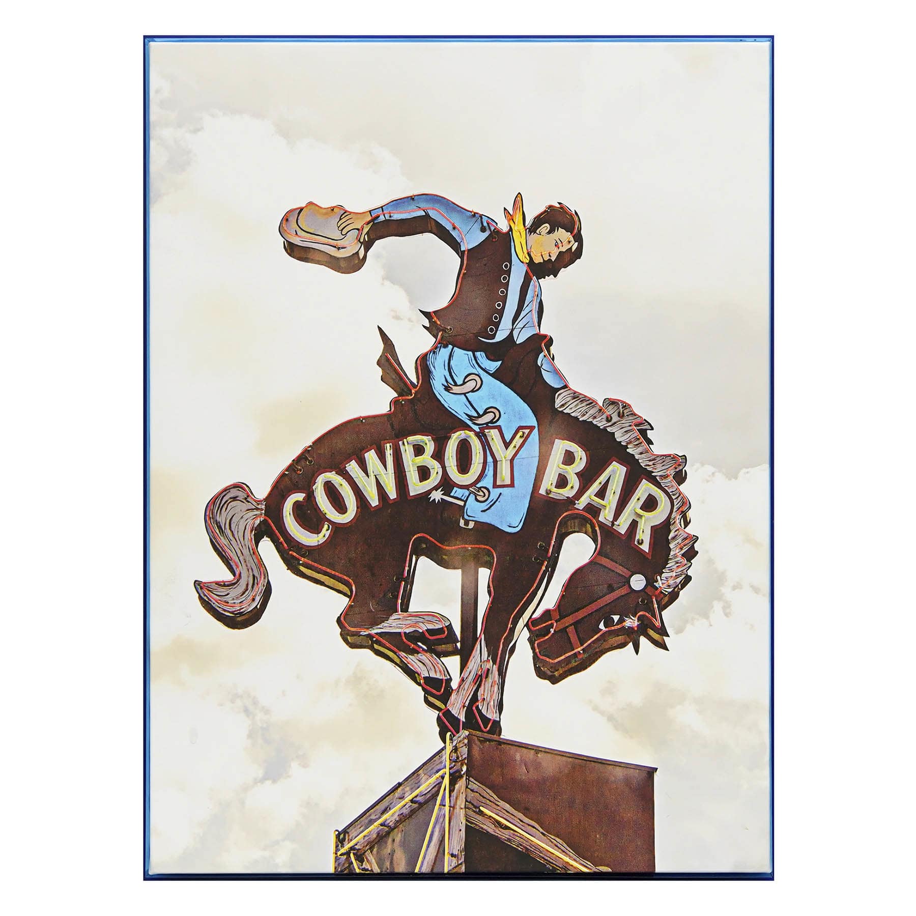 Framed Neon Acrylic Cowboy Bar Canvas Wall Art, 18x24