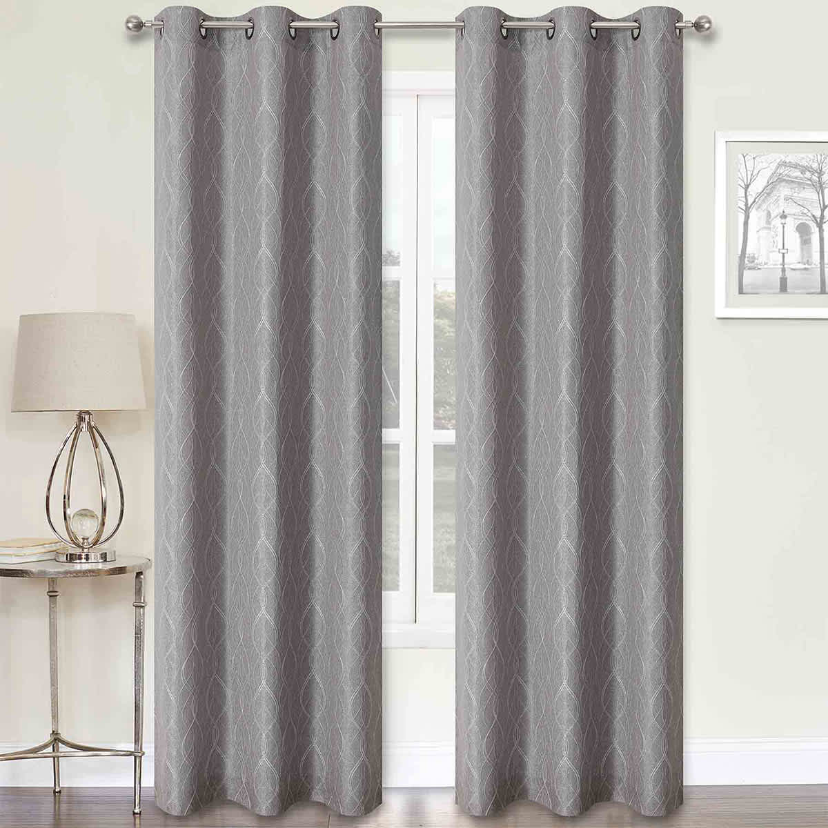 2-Pack Grey Light Filtering Grommet Curtain Panels, 84"