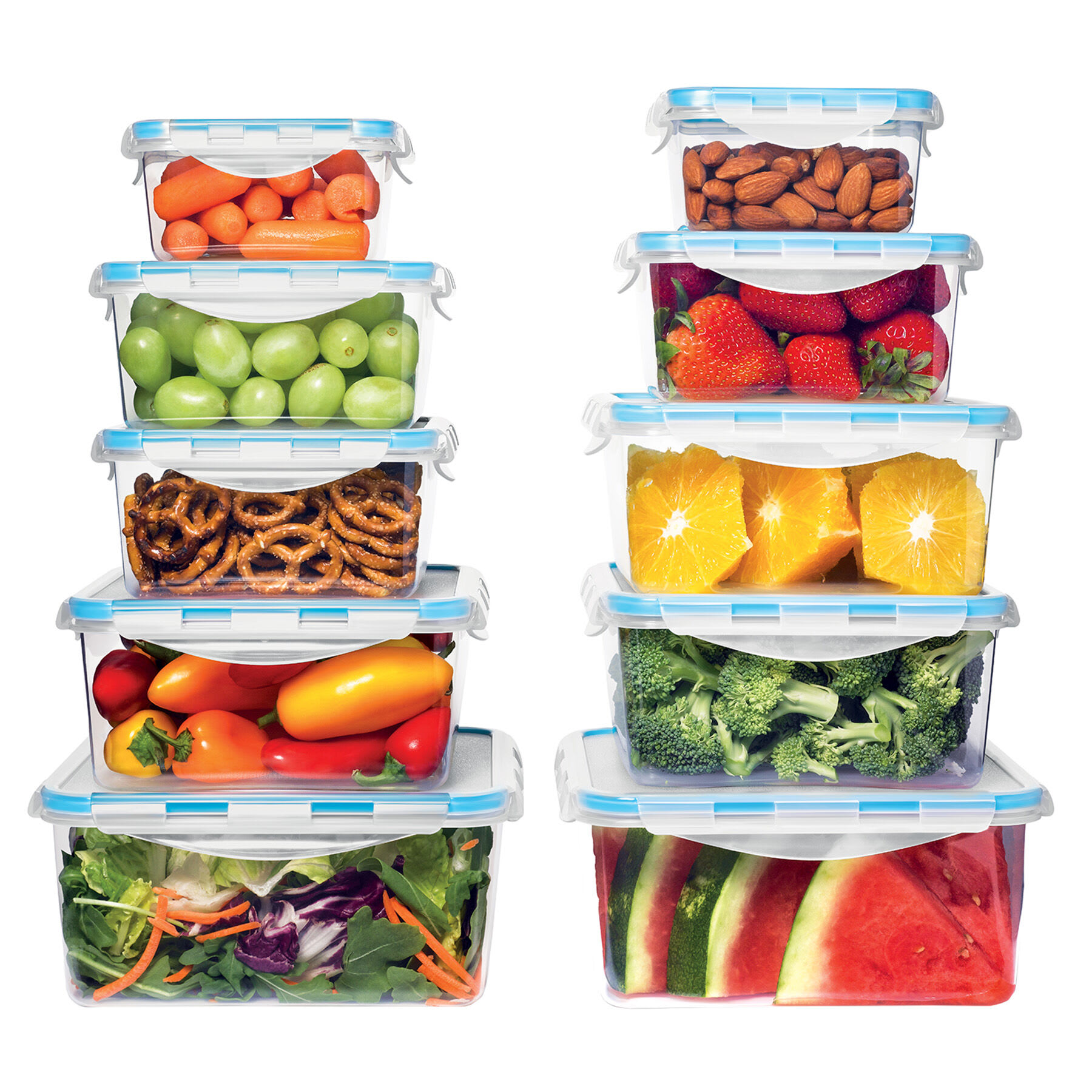 20-Piece Square Plastic Food Storage Set with Locking Lids