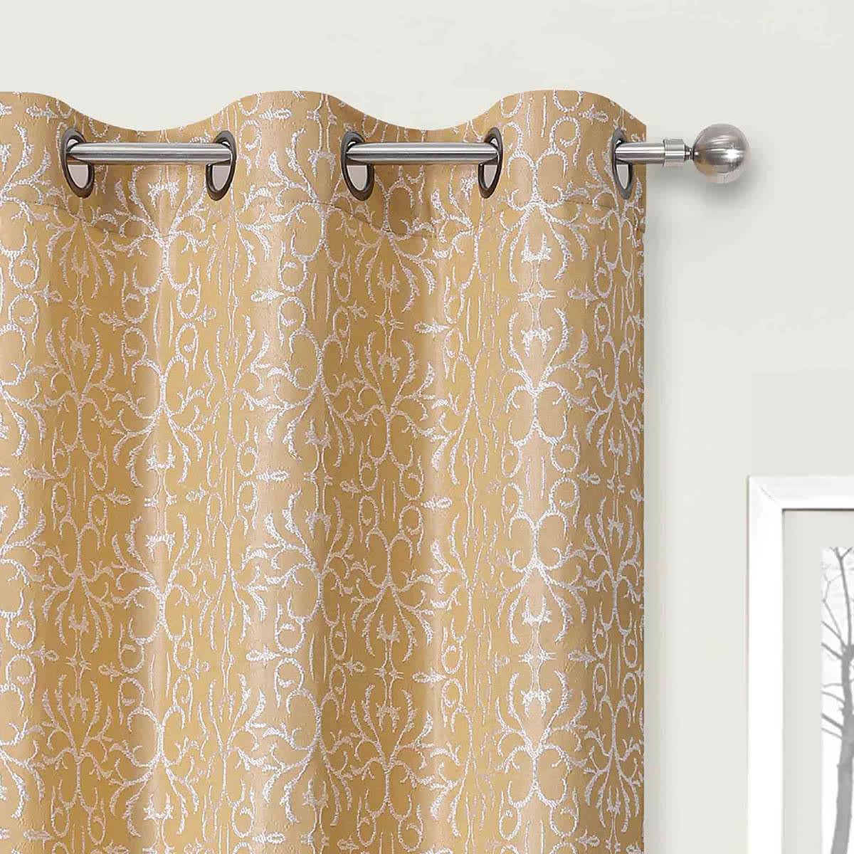 2-Pack Koa Gold Light Filtering Grommet Curtain Panel Set, 84"