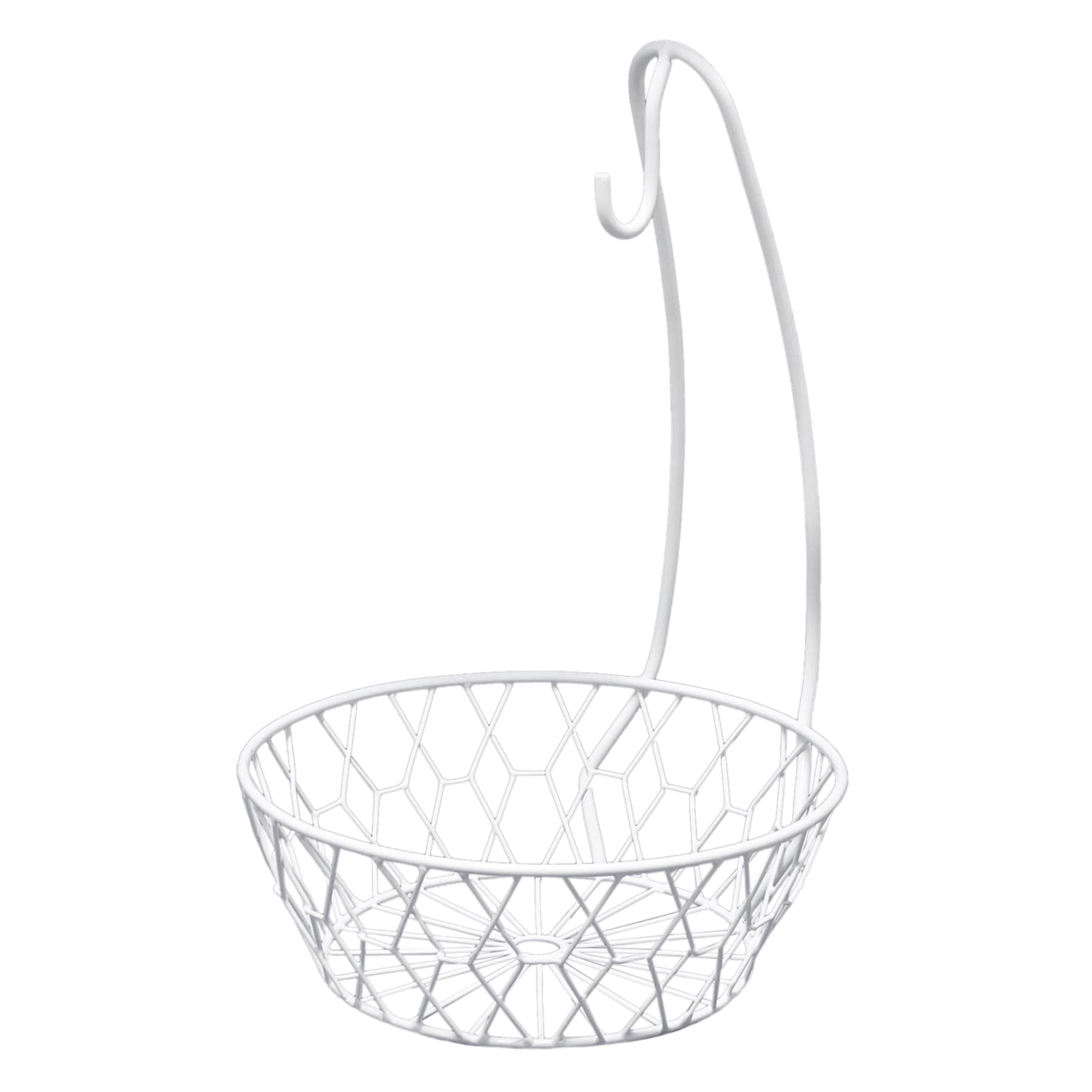 White Iron Wire Fruit Basket with Banana Hanger