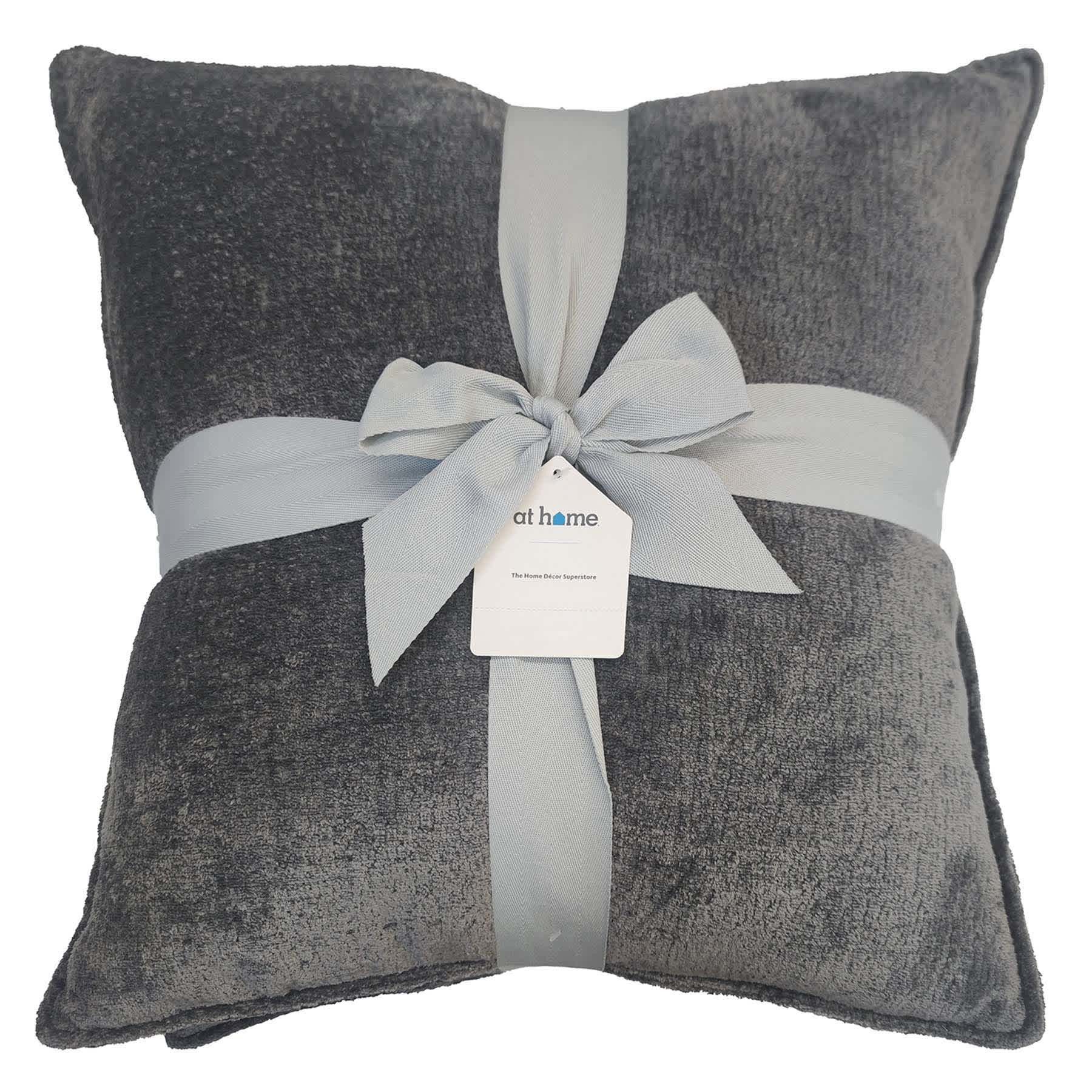 2-Pack Grey Textured Chenille Throw Pillows, 18"