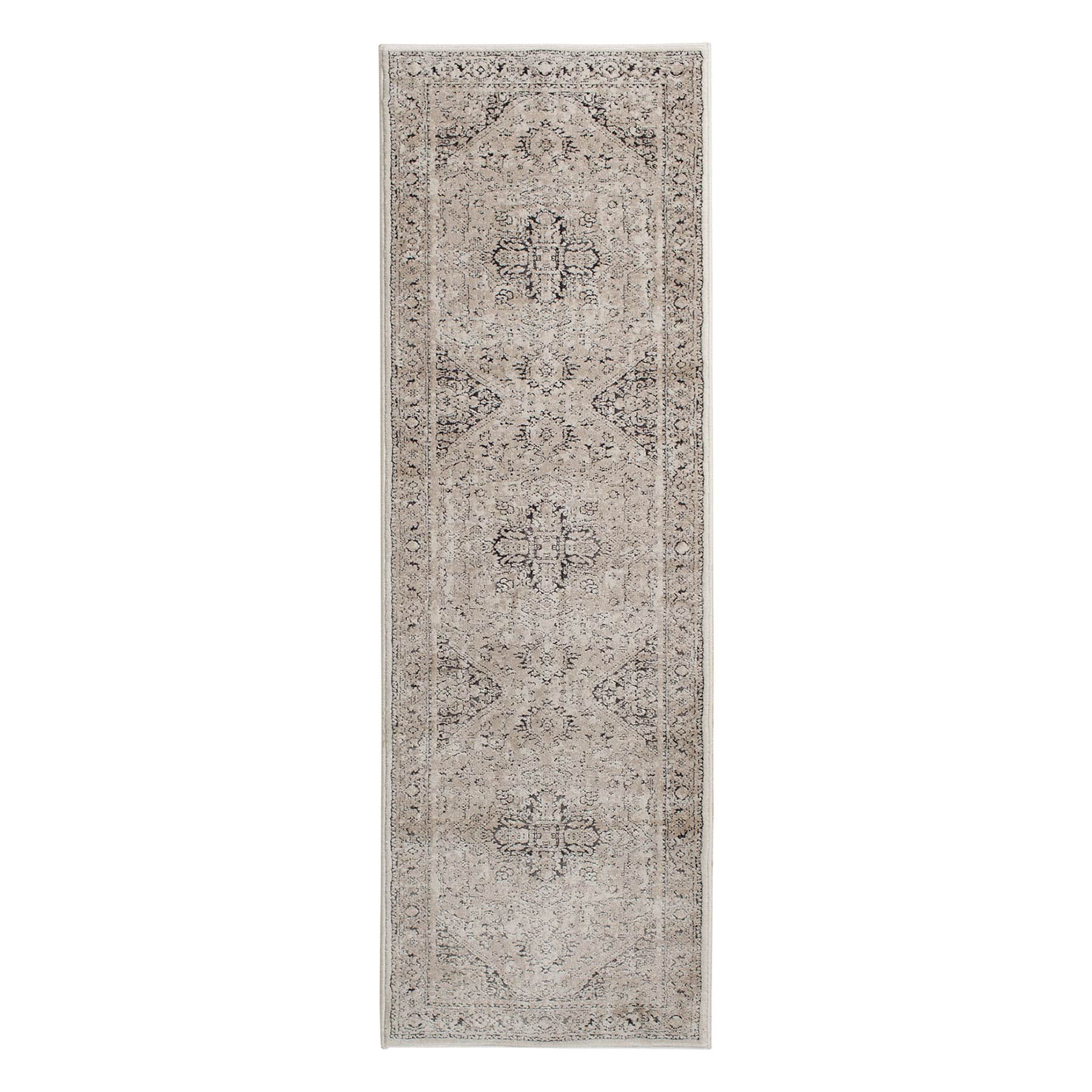 (A413) Clearwater Cream Medallion Runner, 2x6