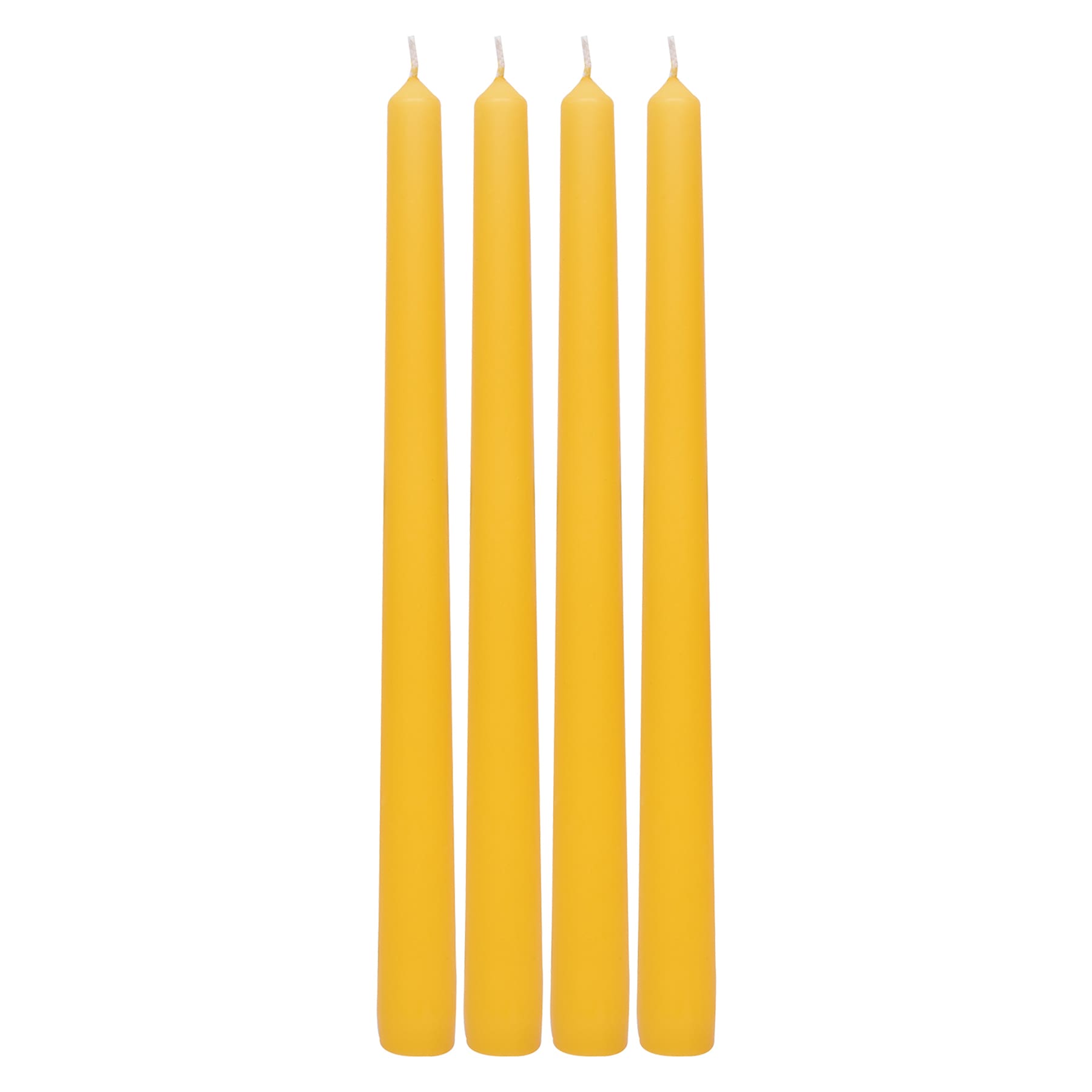 4-Pack Yellow Unscented Overdip Taper Candles, 10"