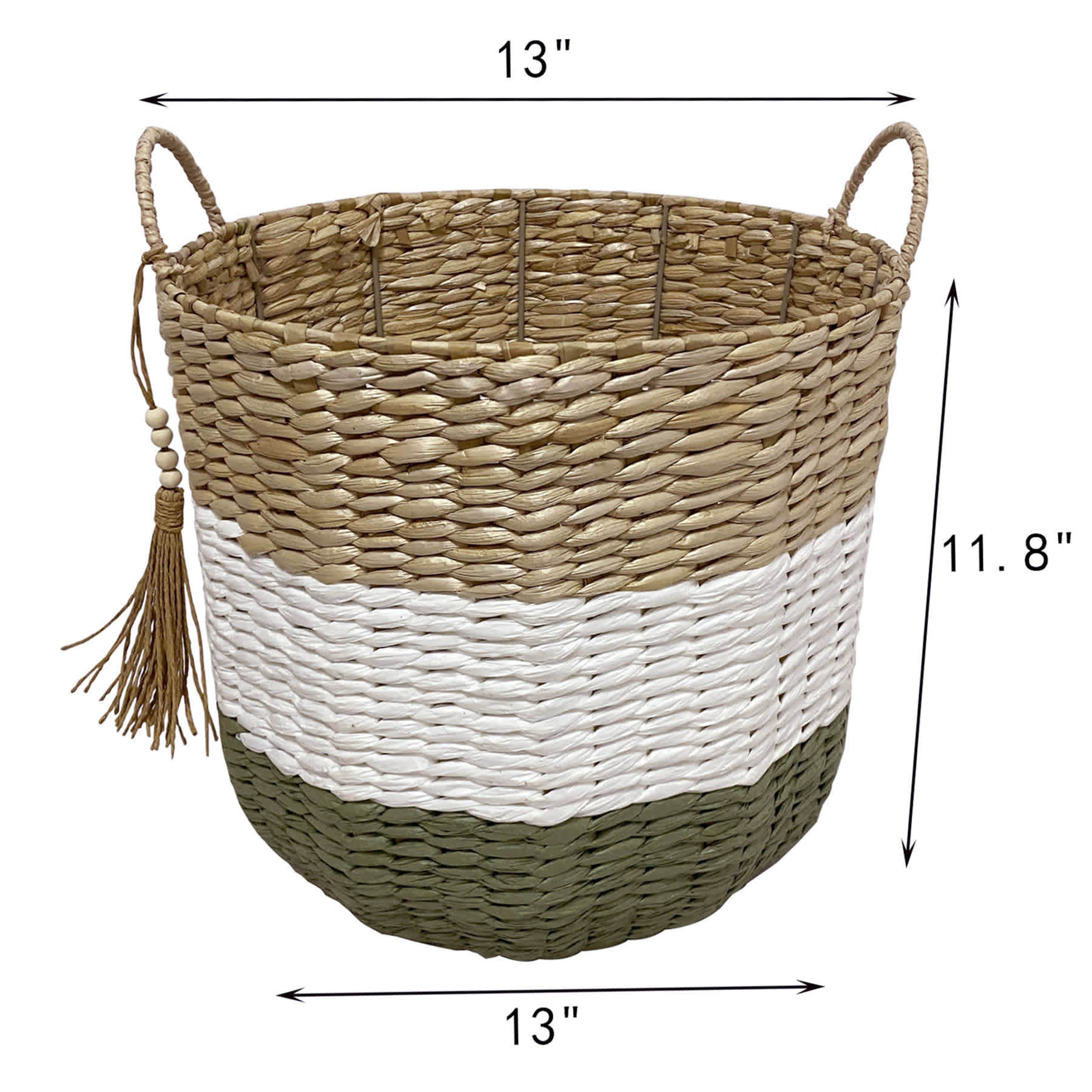 Sage Round Paper Storage Basket, Medium
