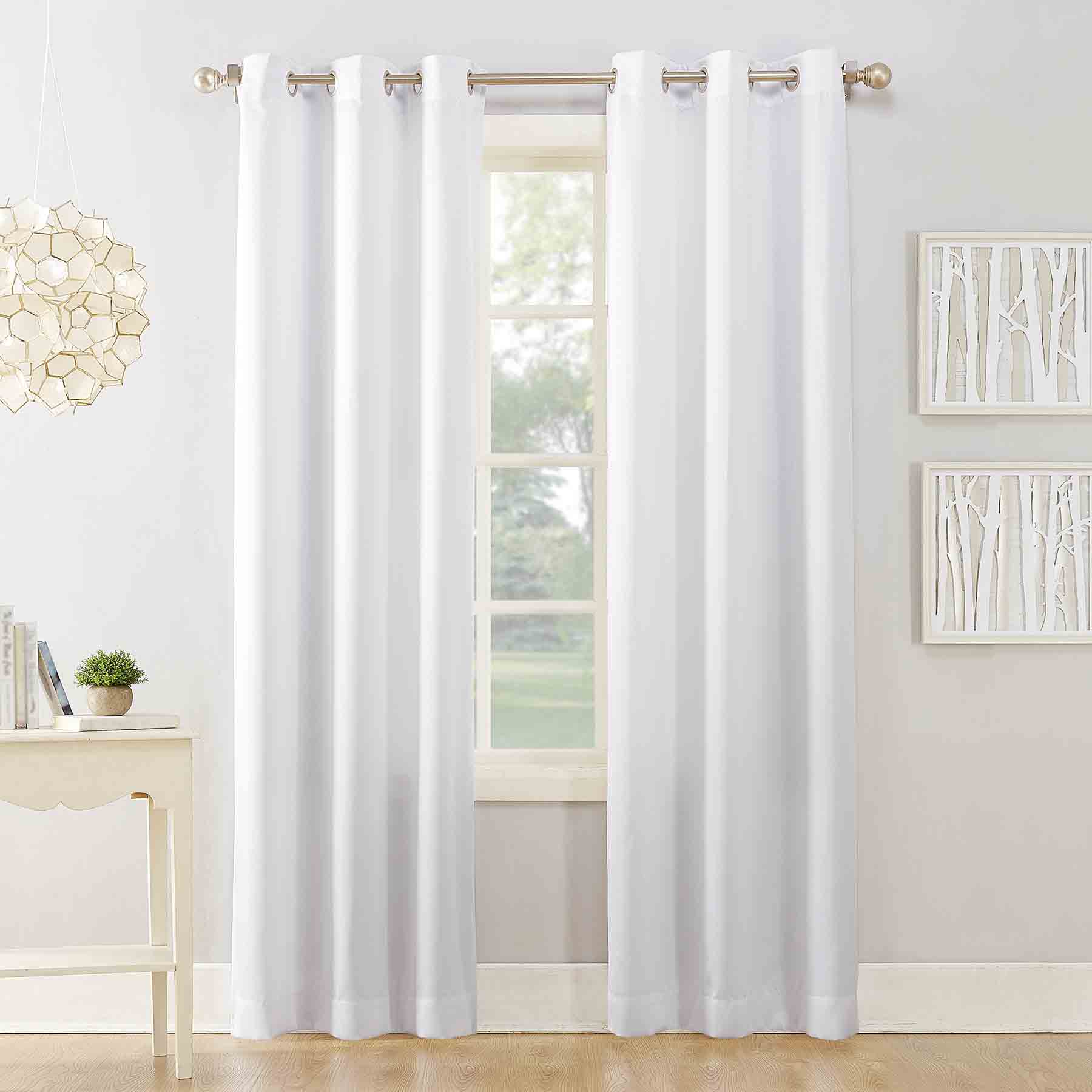 Talita White Room Darkening Grommet Curtain Panel, 63"