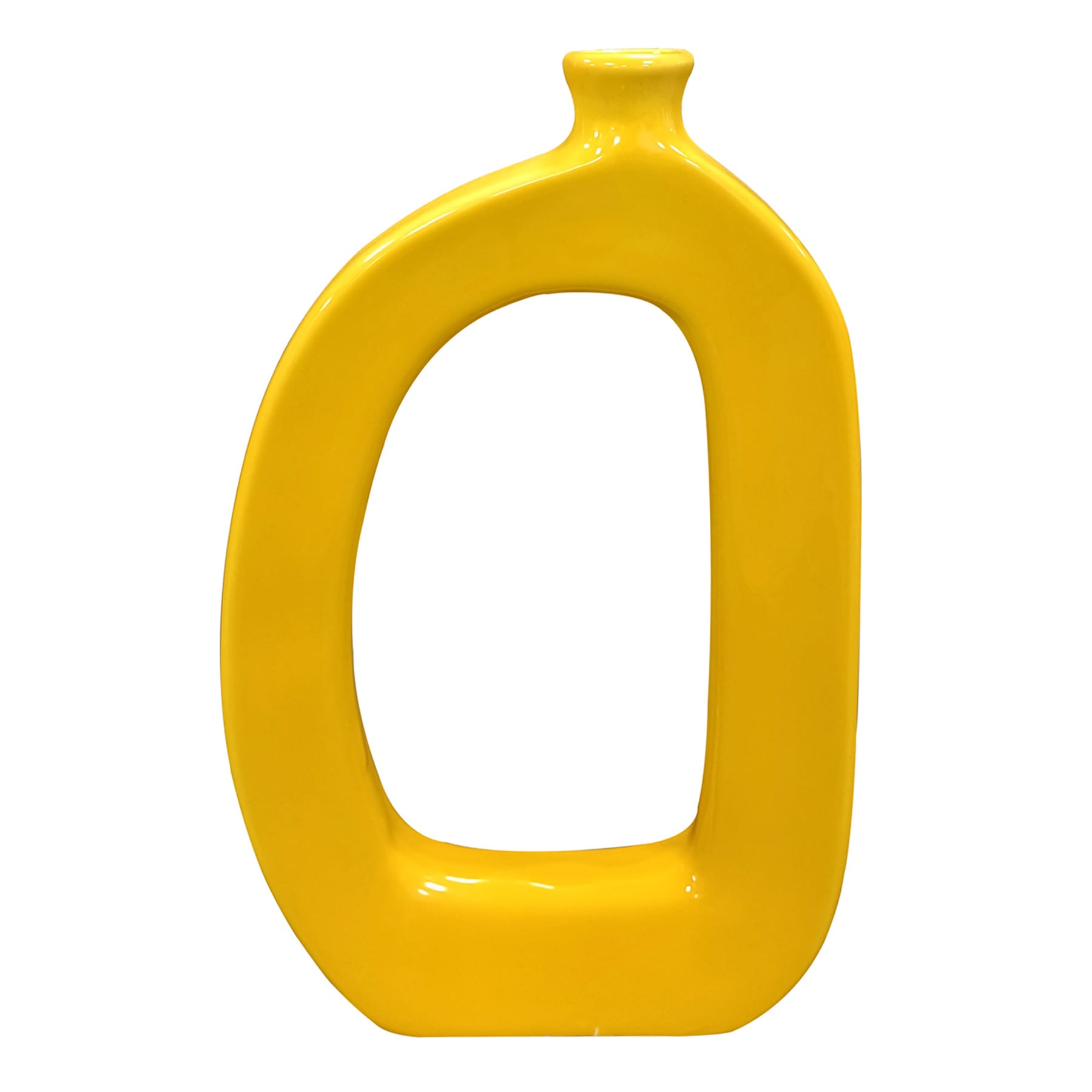 Riley Yellow Open Ceramic Vase, 11"