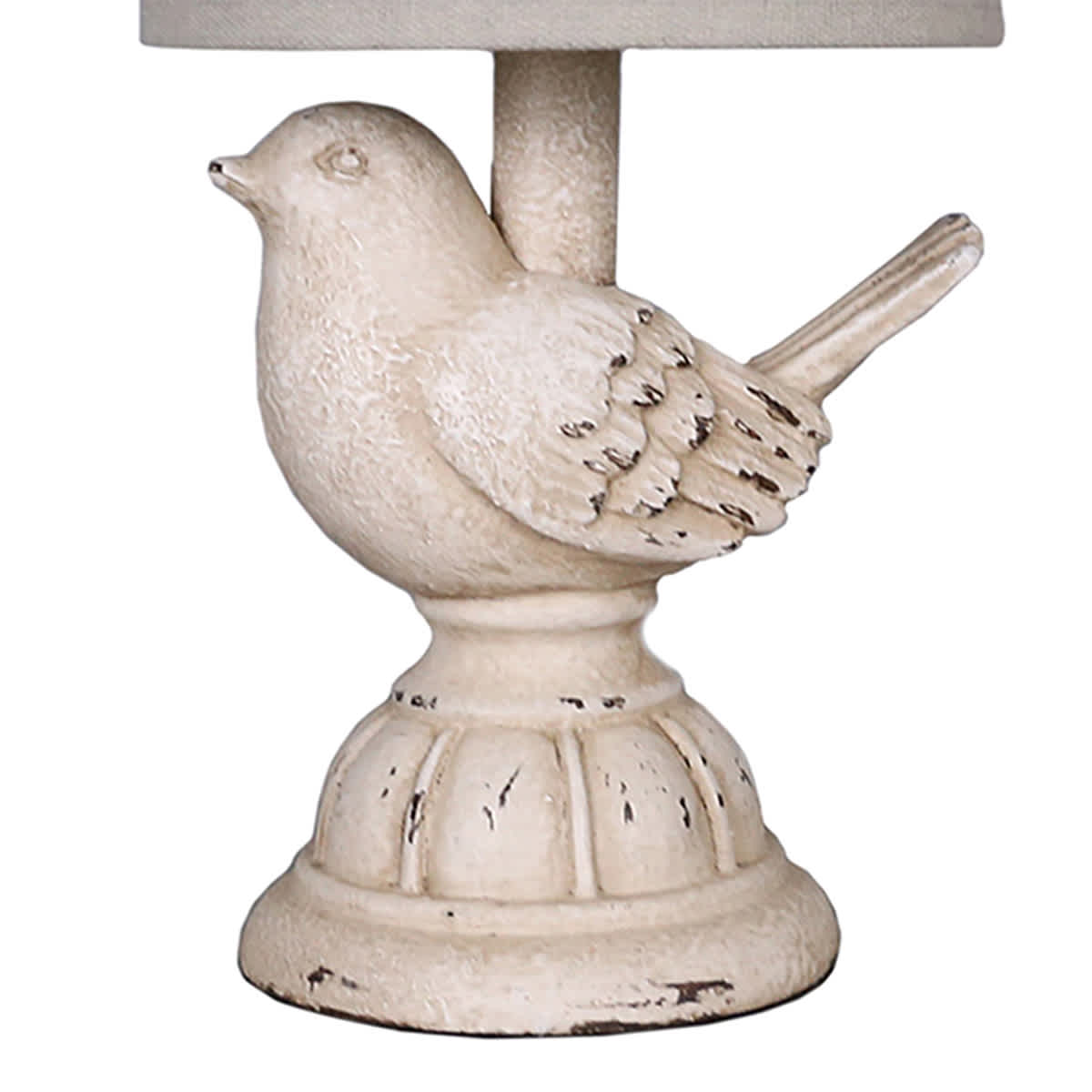 Off White Resin Bird Mini Lamp with Shade, 12.5"