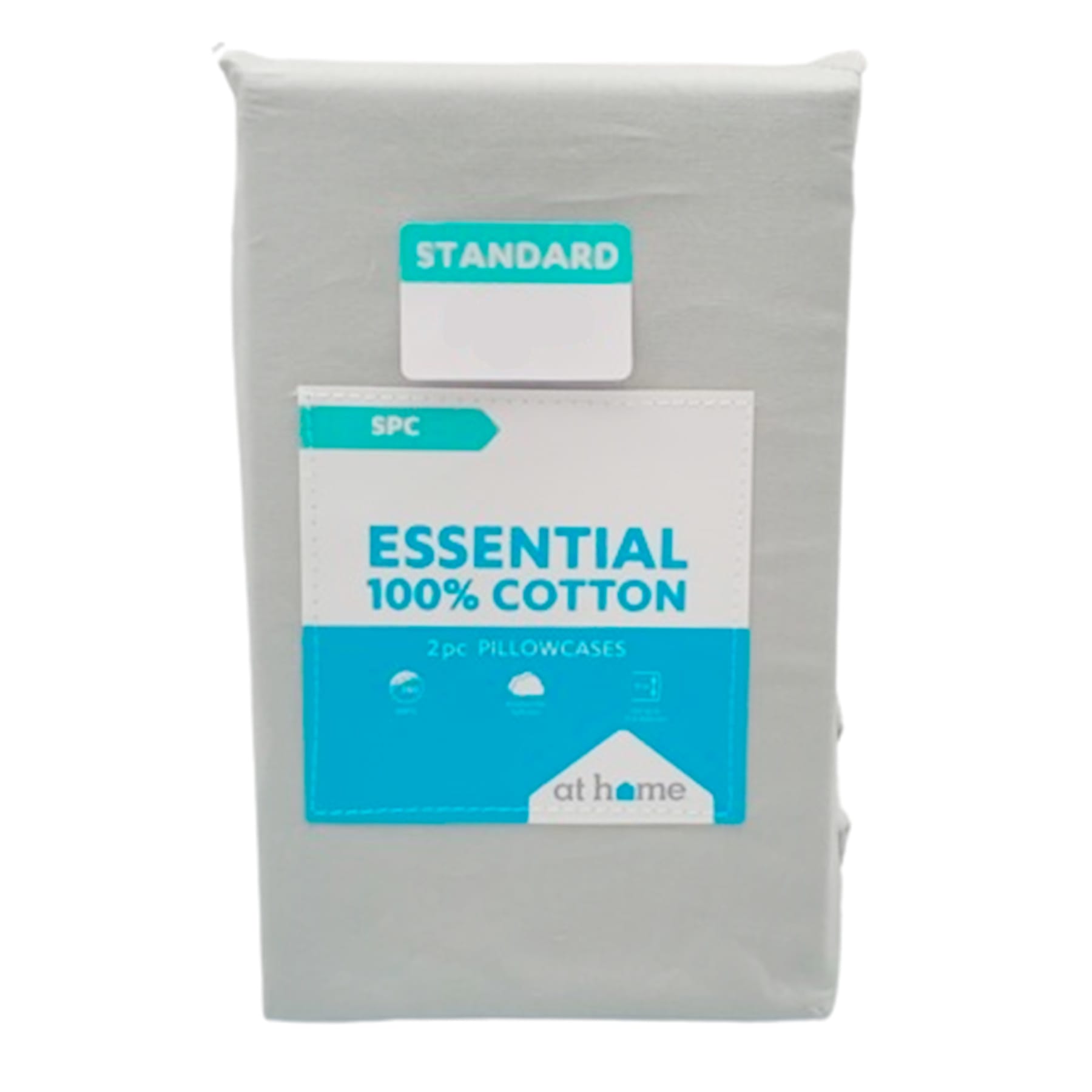 2-Pack Grey 200 Thread Count Brushed Cotton Pillowcase Set, Standard