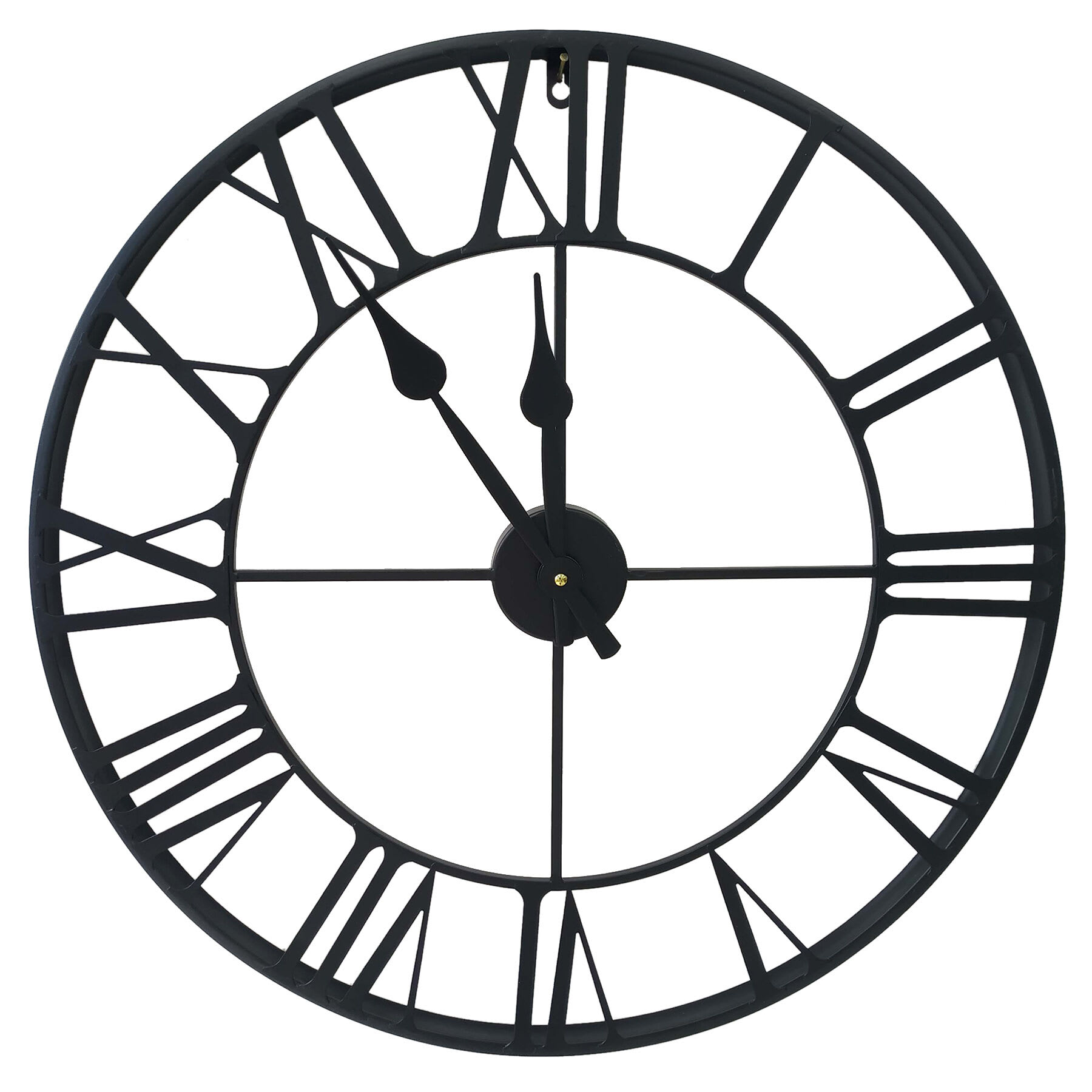 Black Metal Round Wall Clock, 24"