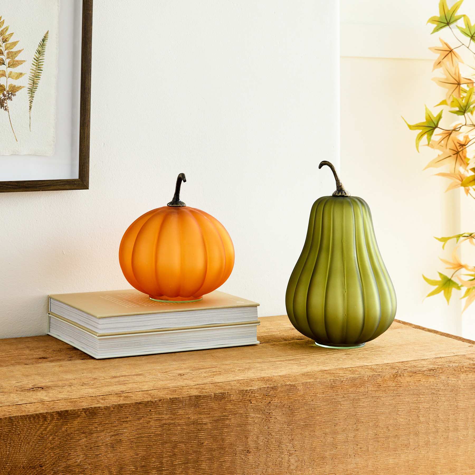 Green Gourd with Whitewash Finish, 8.5"