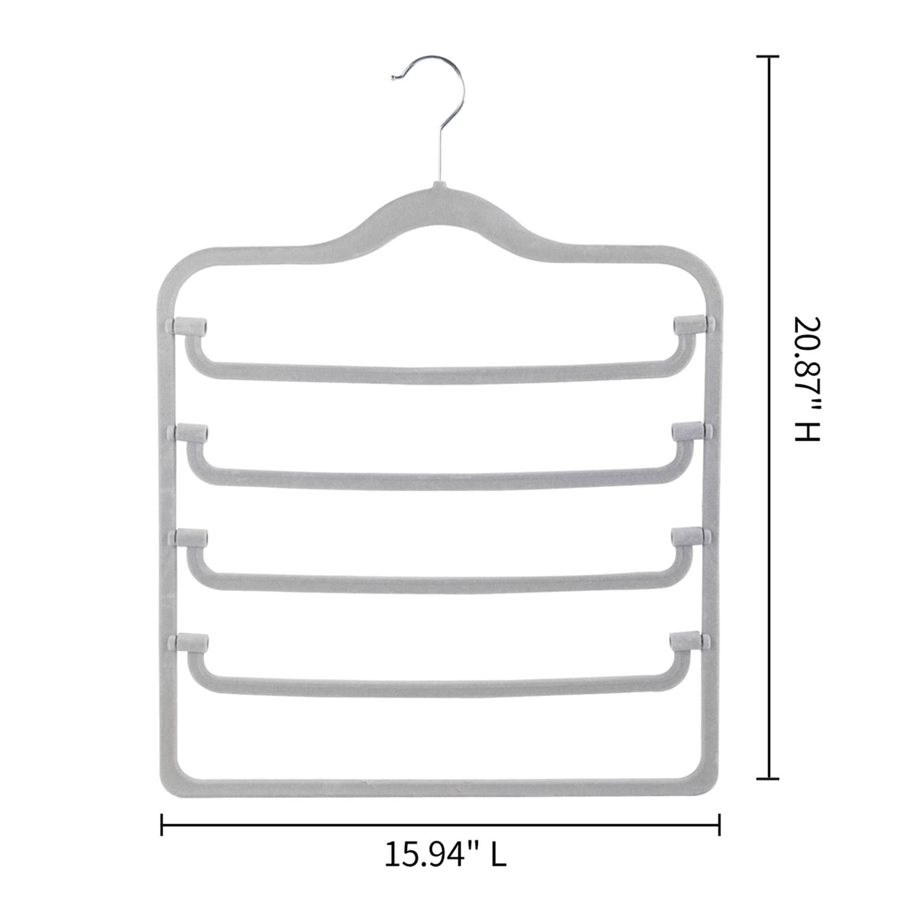4-Tier Velvet Pant Hanger, Grey