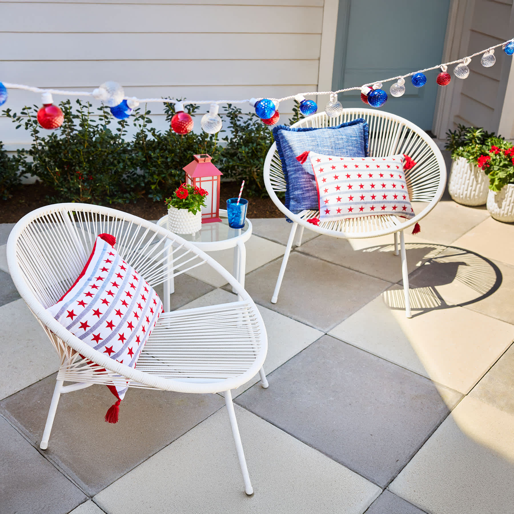 Honeybloom Patriotic Stars & Stripes Woven Throw Pillow, 14x20