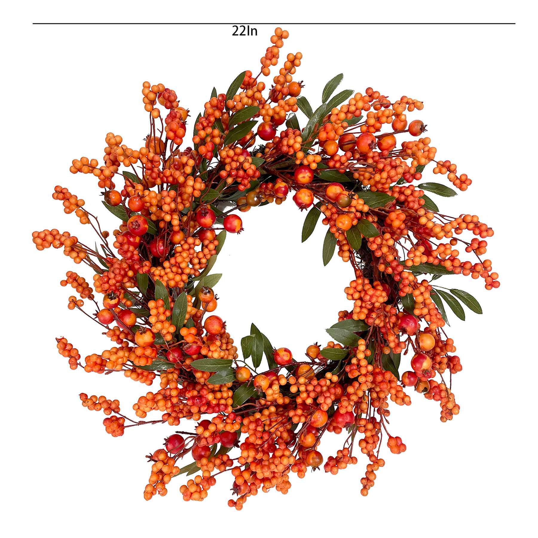 Orange Berries Wreath, 22"