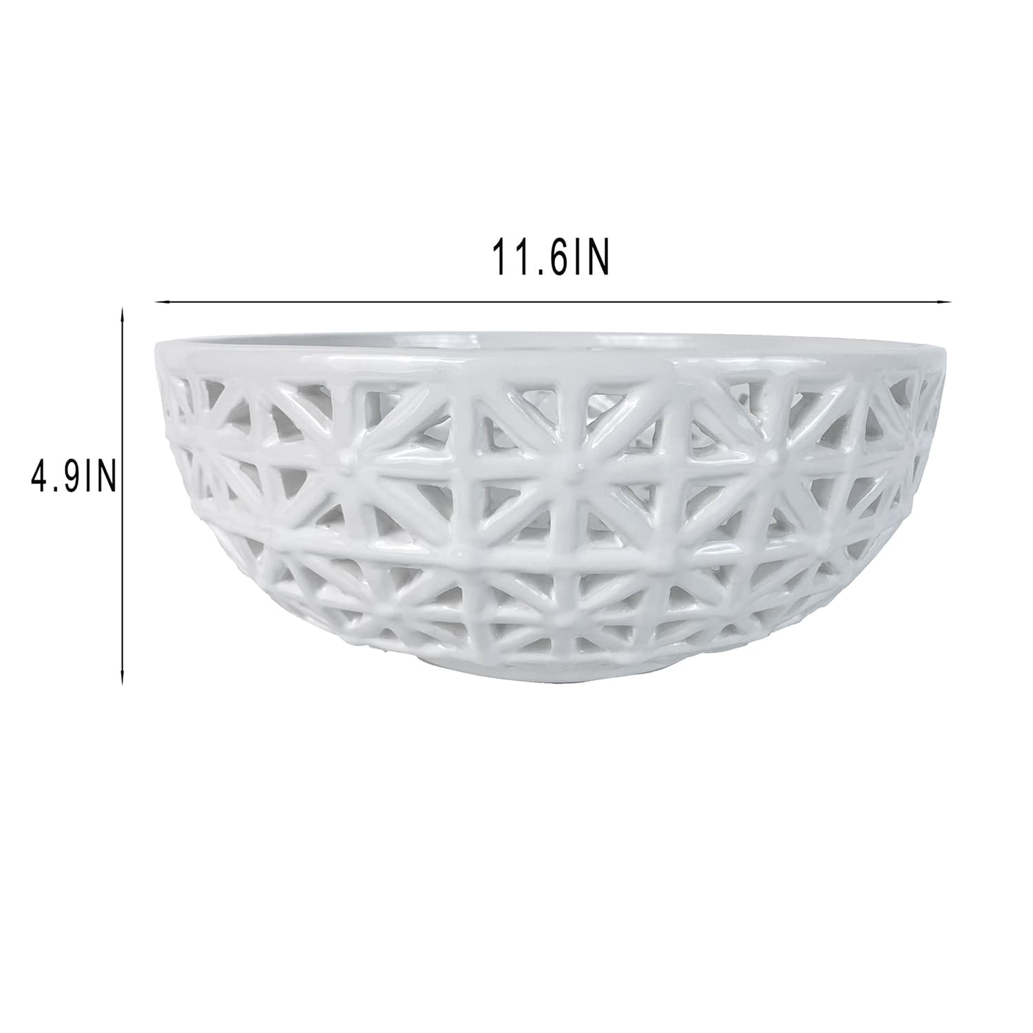 Providence White Cutout Ceramic Bowl, 12x5