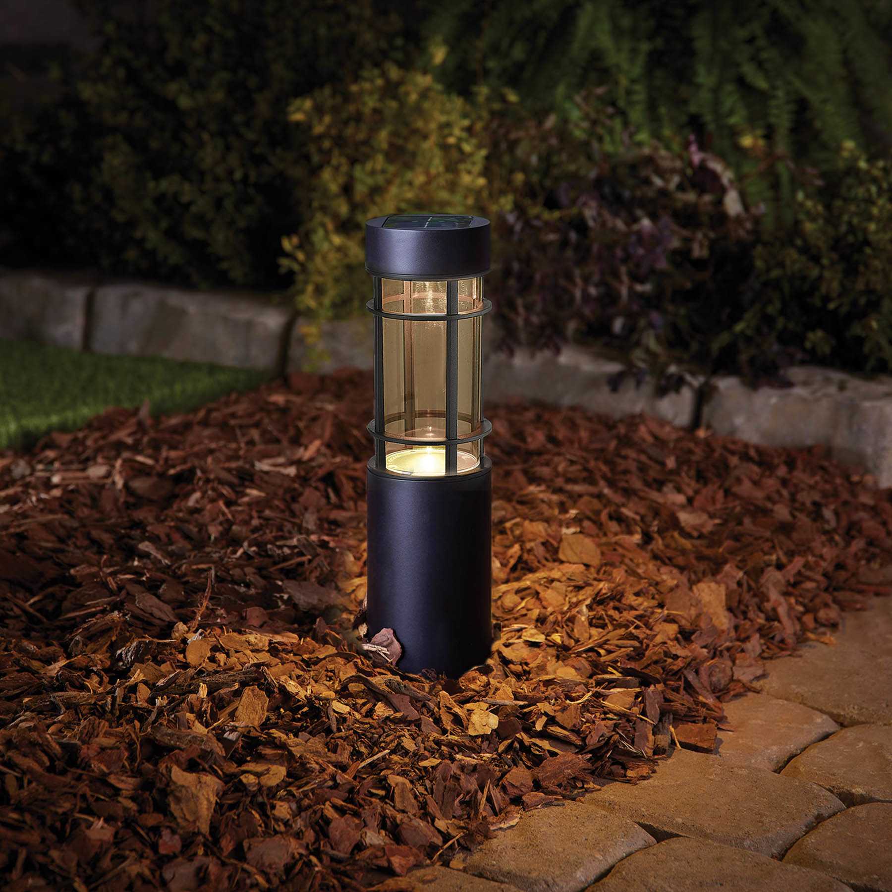 10-Lumen Solar Black Bollard Pathway Light