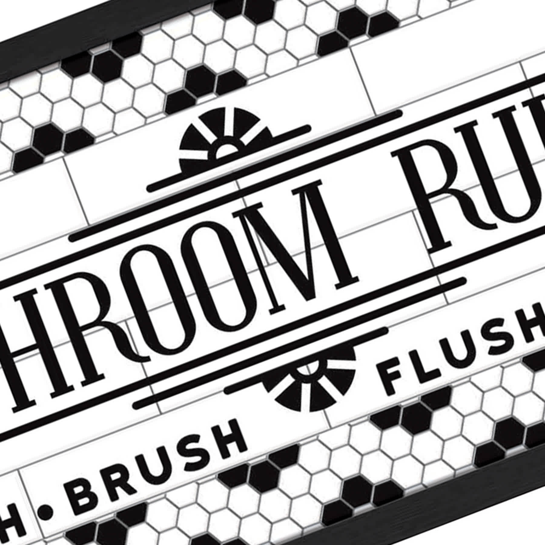 Bathroom Rules Faux Tile Wall Decor, 24x12