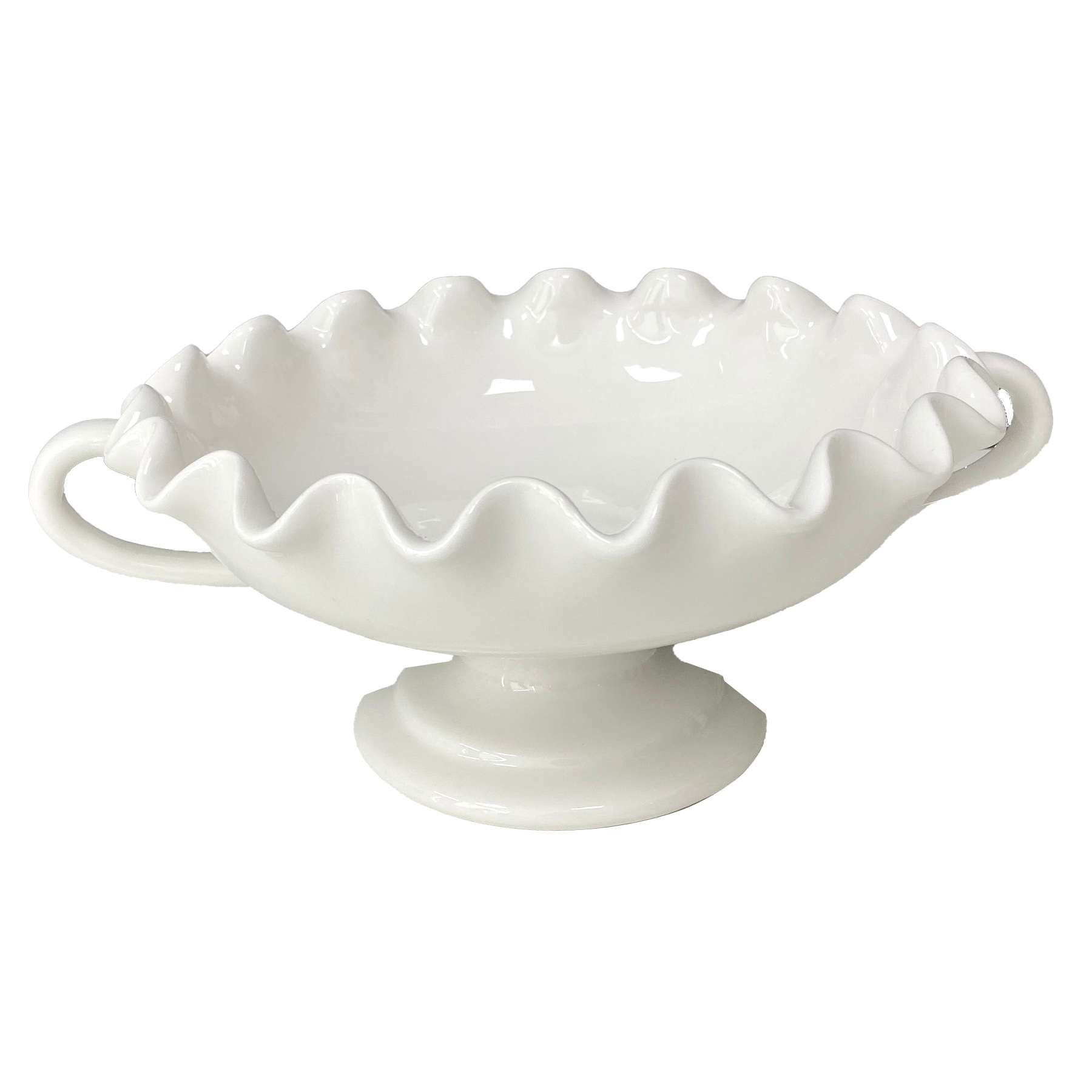 Willow Crossley White Ceramic Pie Crust Edge Compote, 10.5"