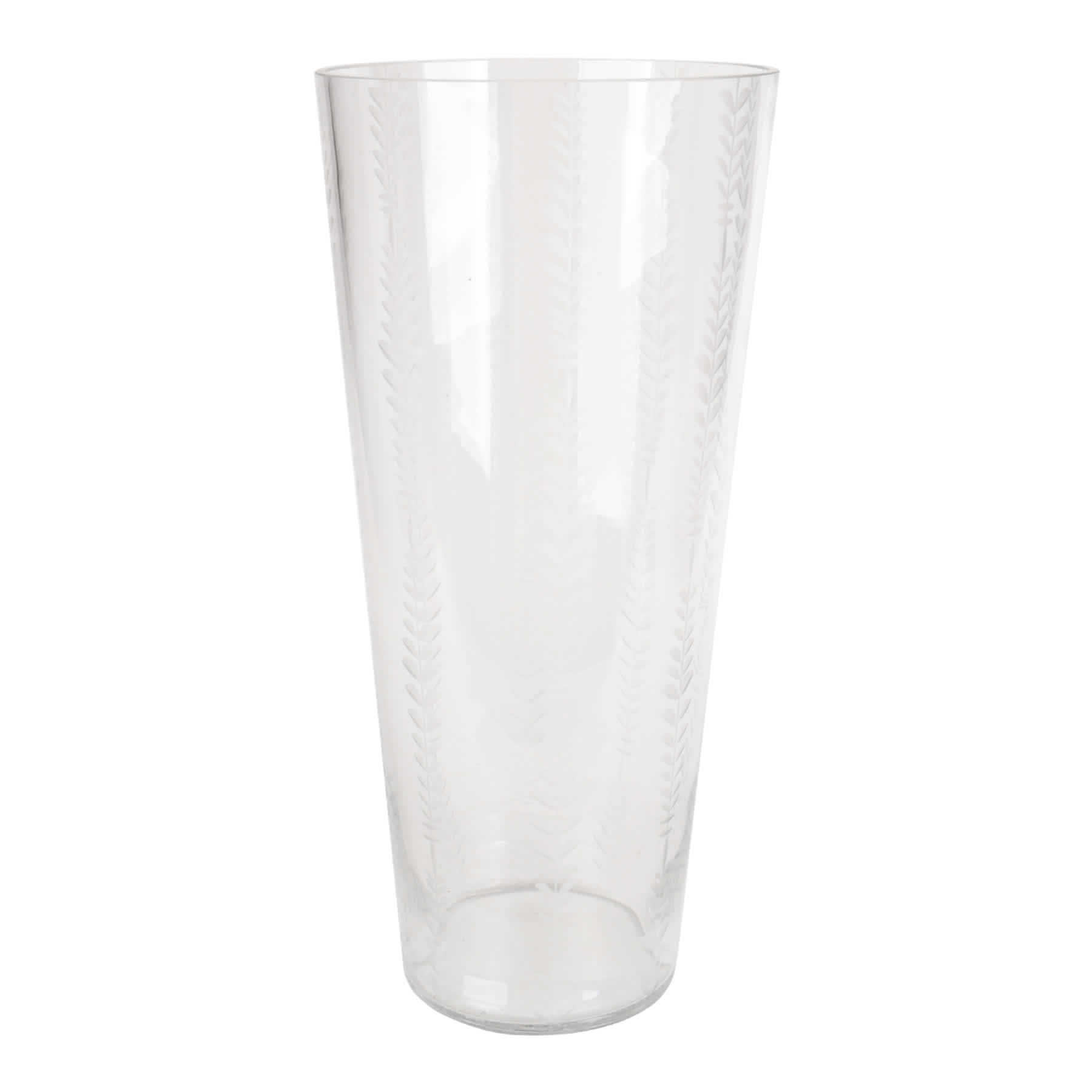 Providence Clear Etched Glass Vase, 12"