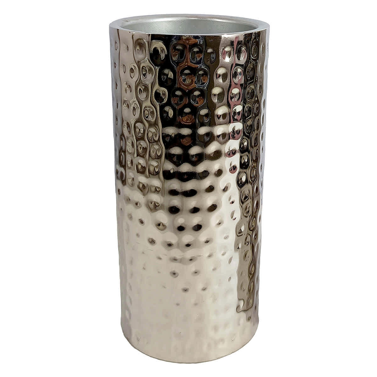 Found & Fable Silver Hammered Pillar Candle Holder, 8"