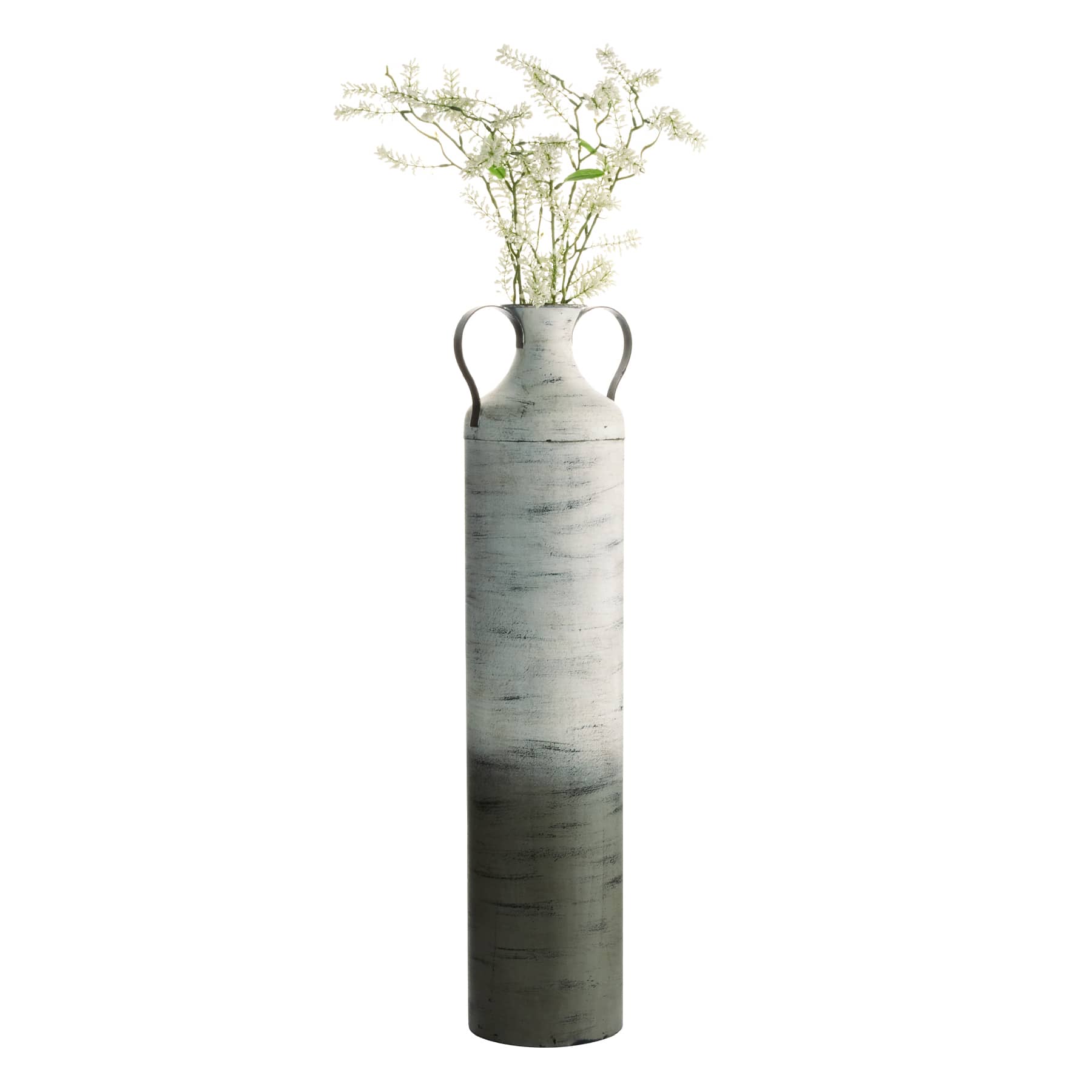 Neutral Metal Floor Vase with Handles, 30"