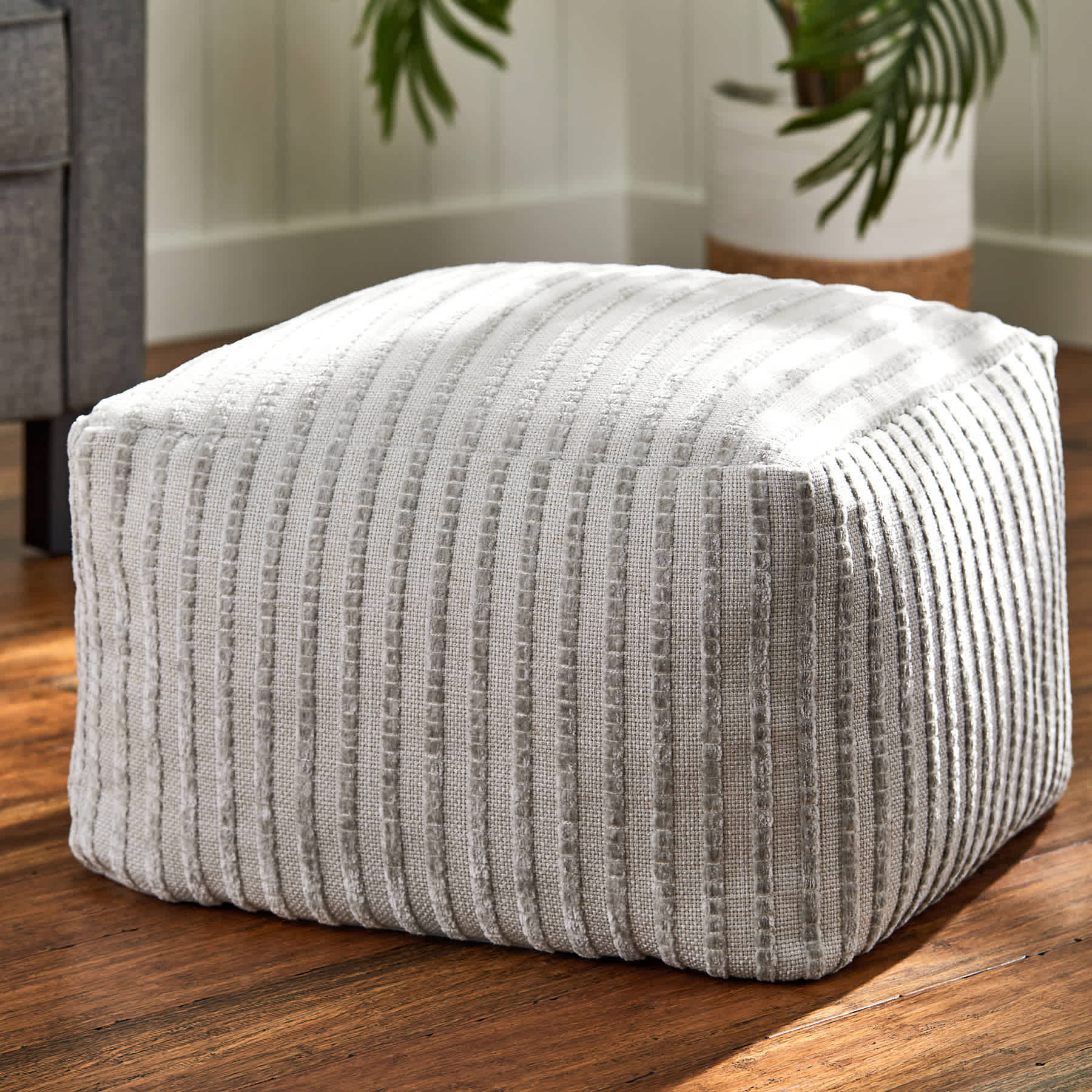Bubble Dot Pouf, Light Grey