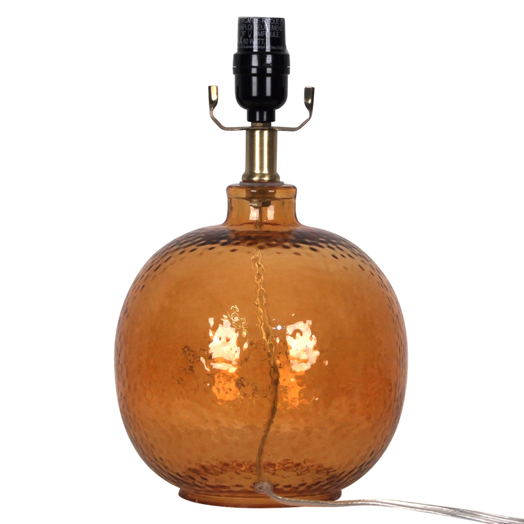 Honeybloom Yellow Textured Glass Small Lamp Base, 8"