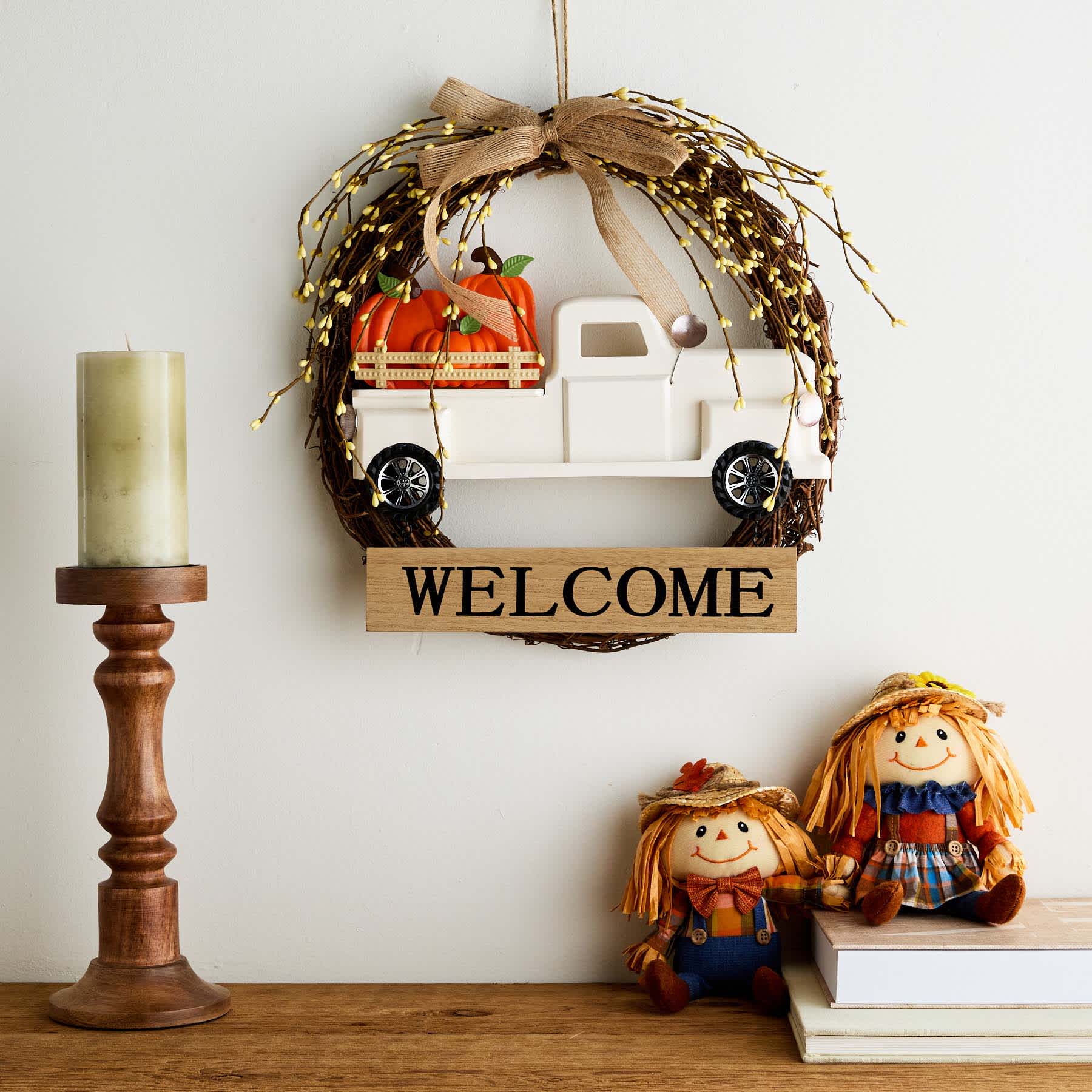 Homespun Harvest Truck Wall Wreath, 14x15
