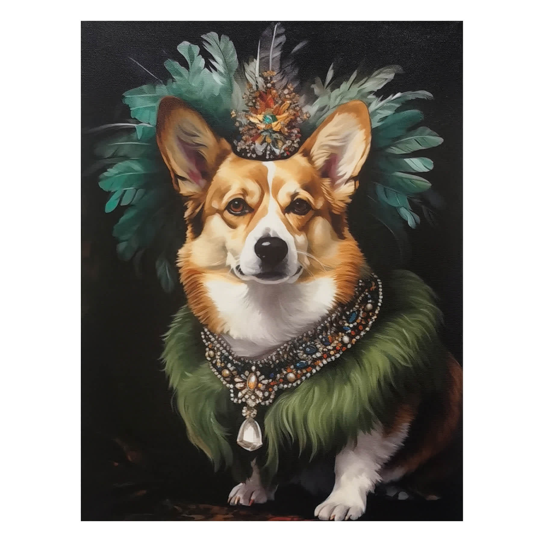 12X16 Victorian Corgi Canvas Wall Art