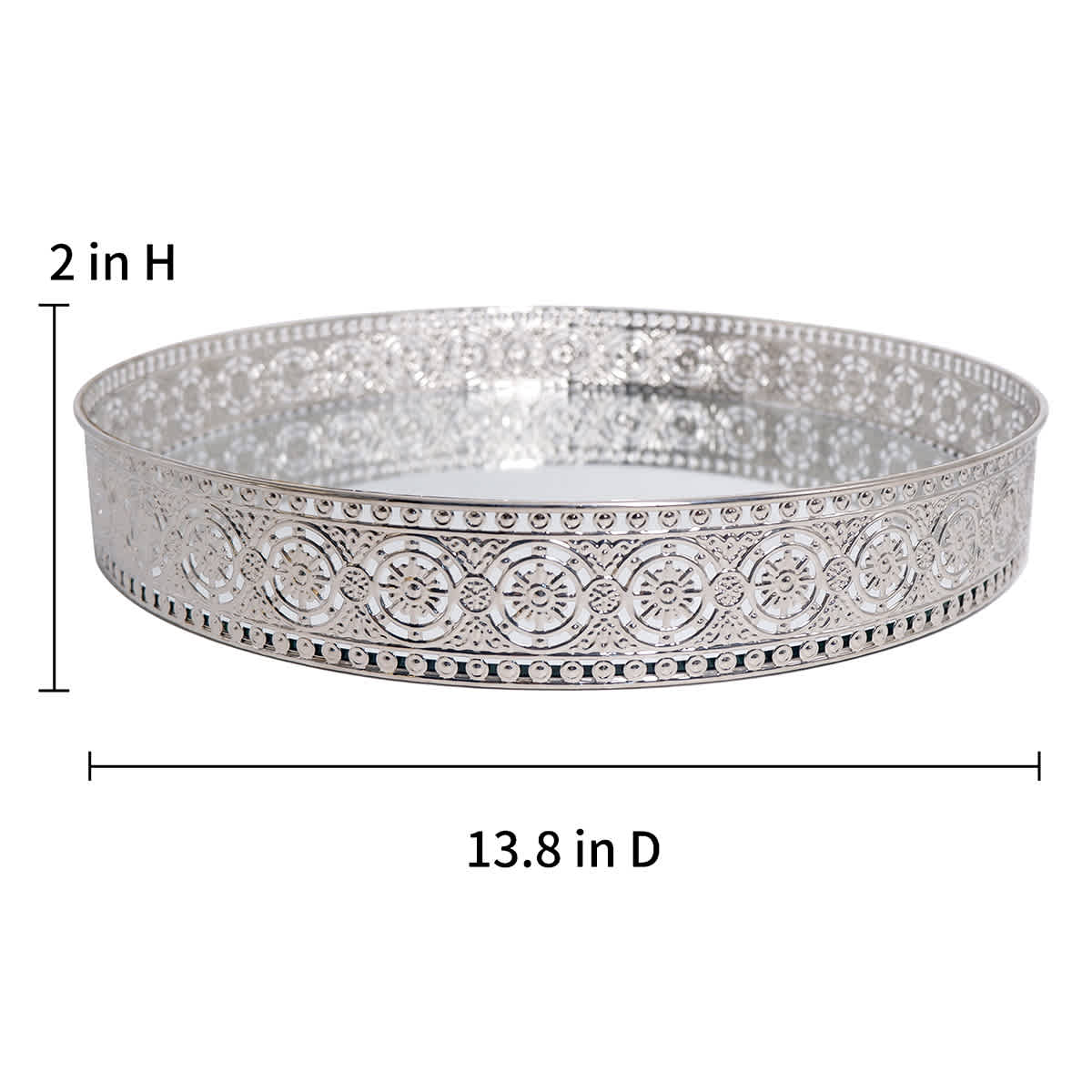 Found & Fable Silver Mirrored Metal Tray, 14"