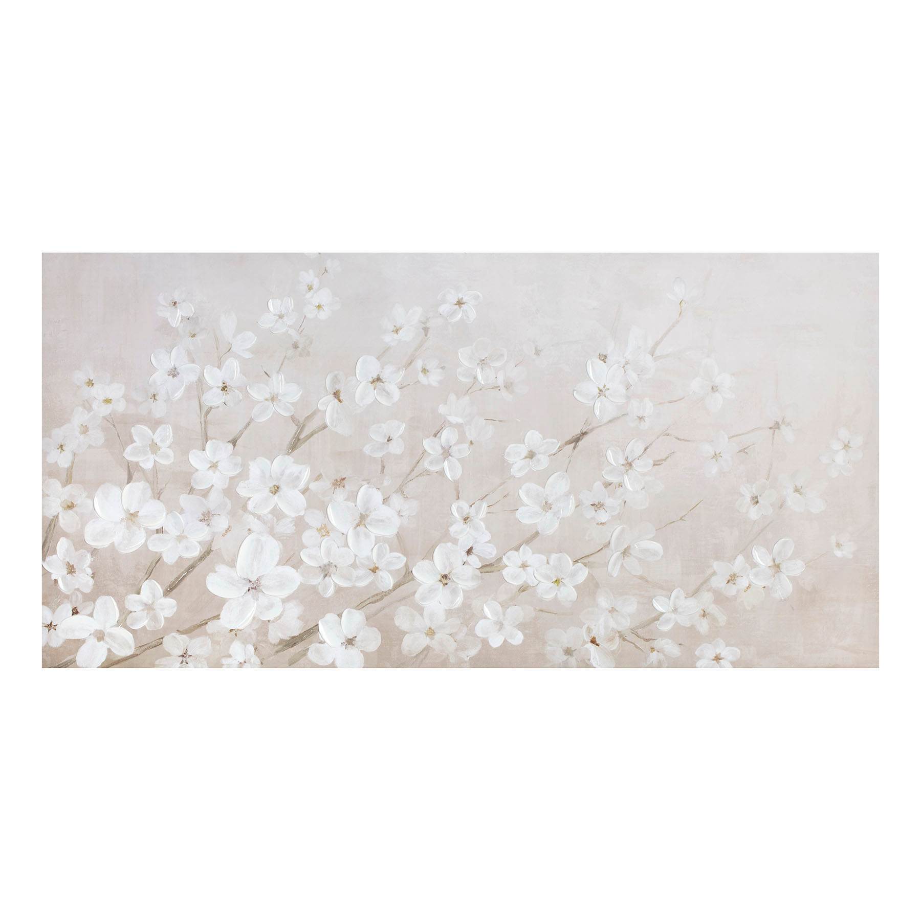 Providence Soft White Blossoms Canvas Wall Art, 48x24