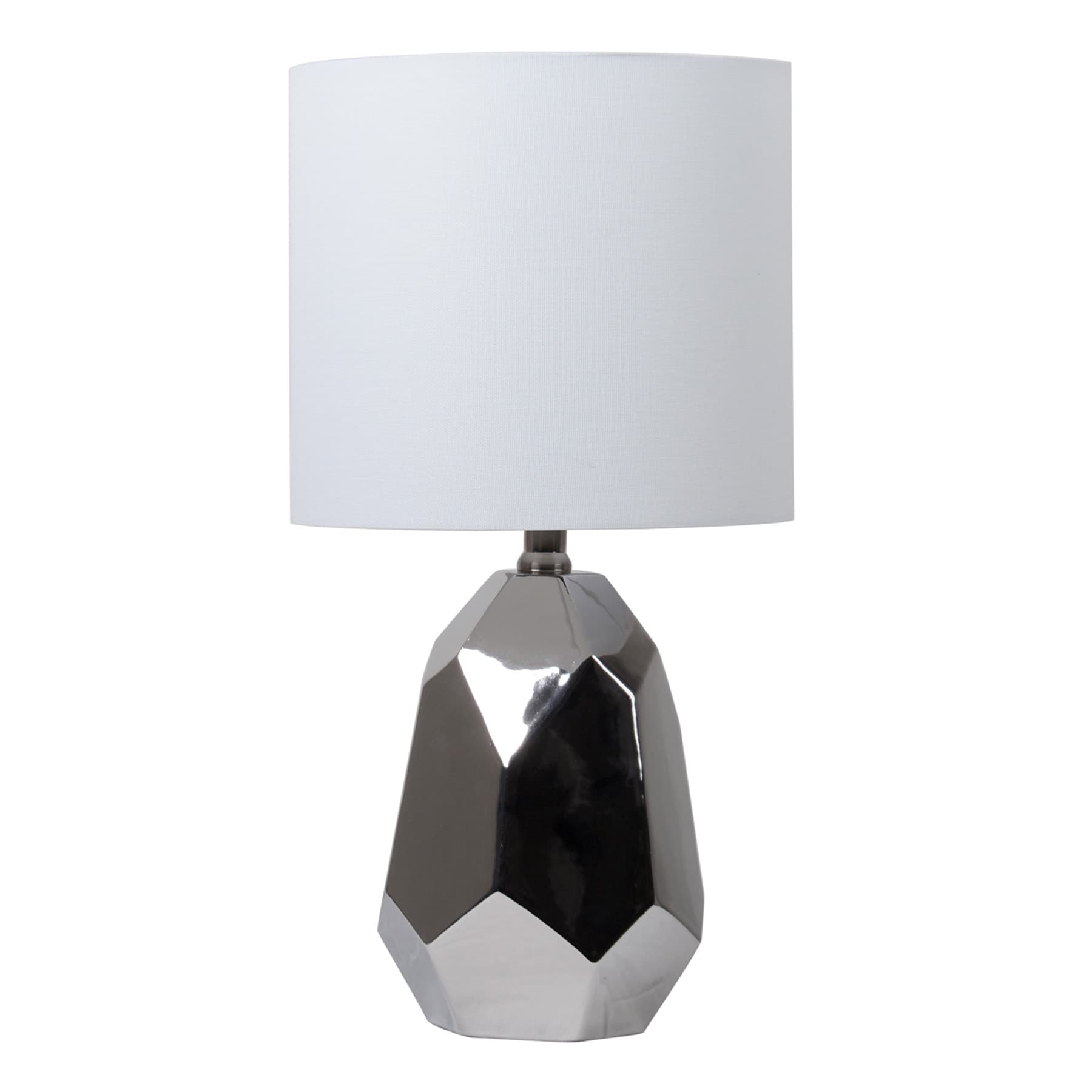 Crosby St. Silver Ceramic Geode Small Table Lamp with Shade, 19.5"