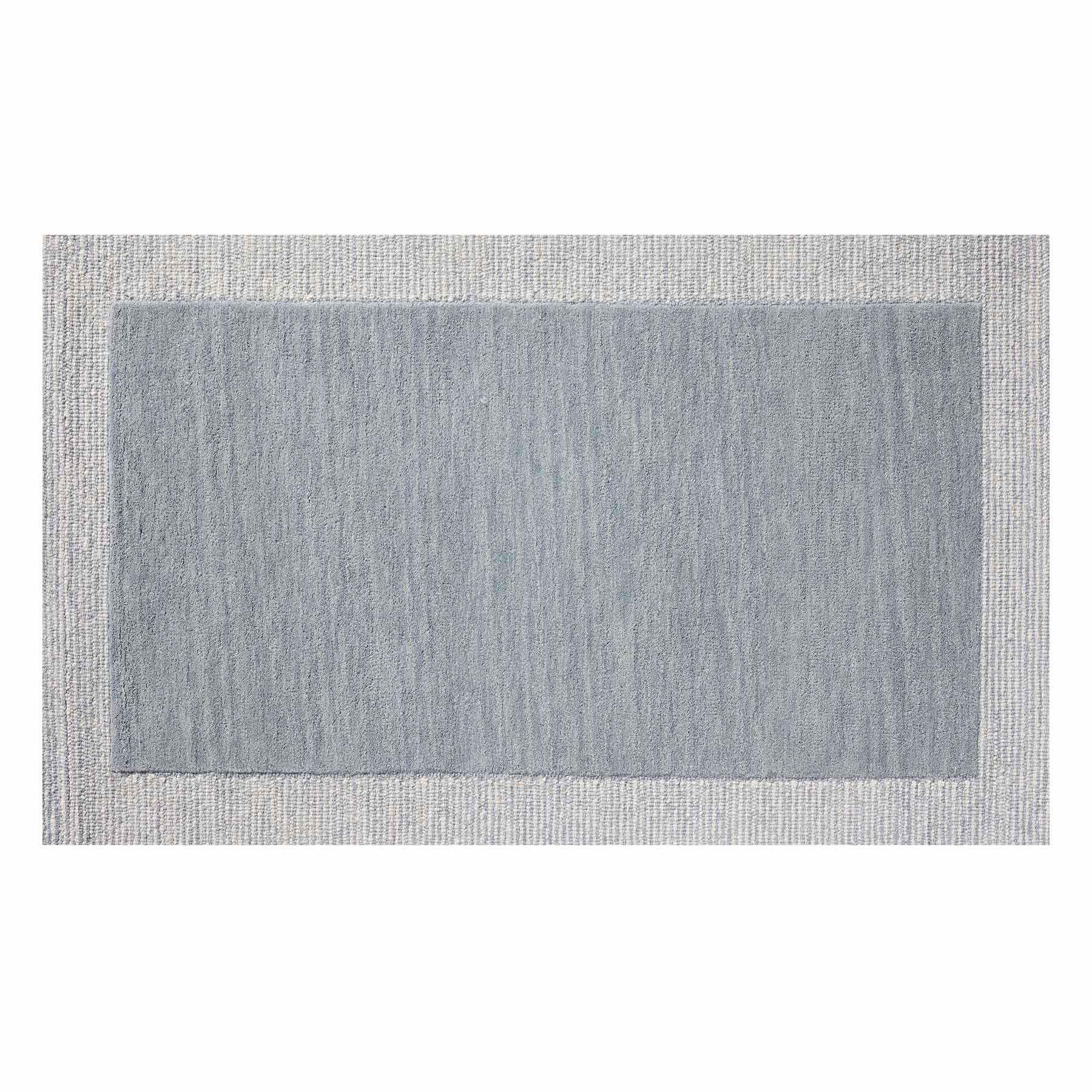 (A529) Linwood Blue Tufted Area Rug with Border, 3x5