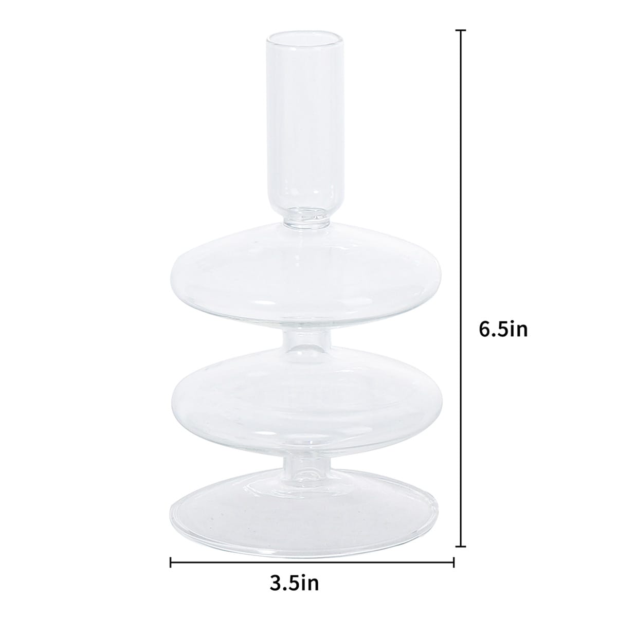 Crosby St. Clear Glass 2-Bubble Taper Candle Holder, 5"
