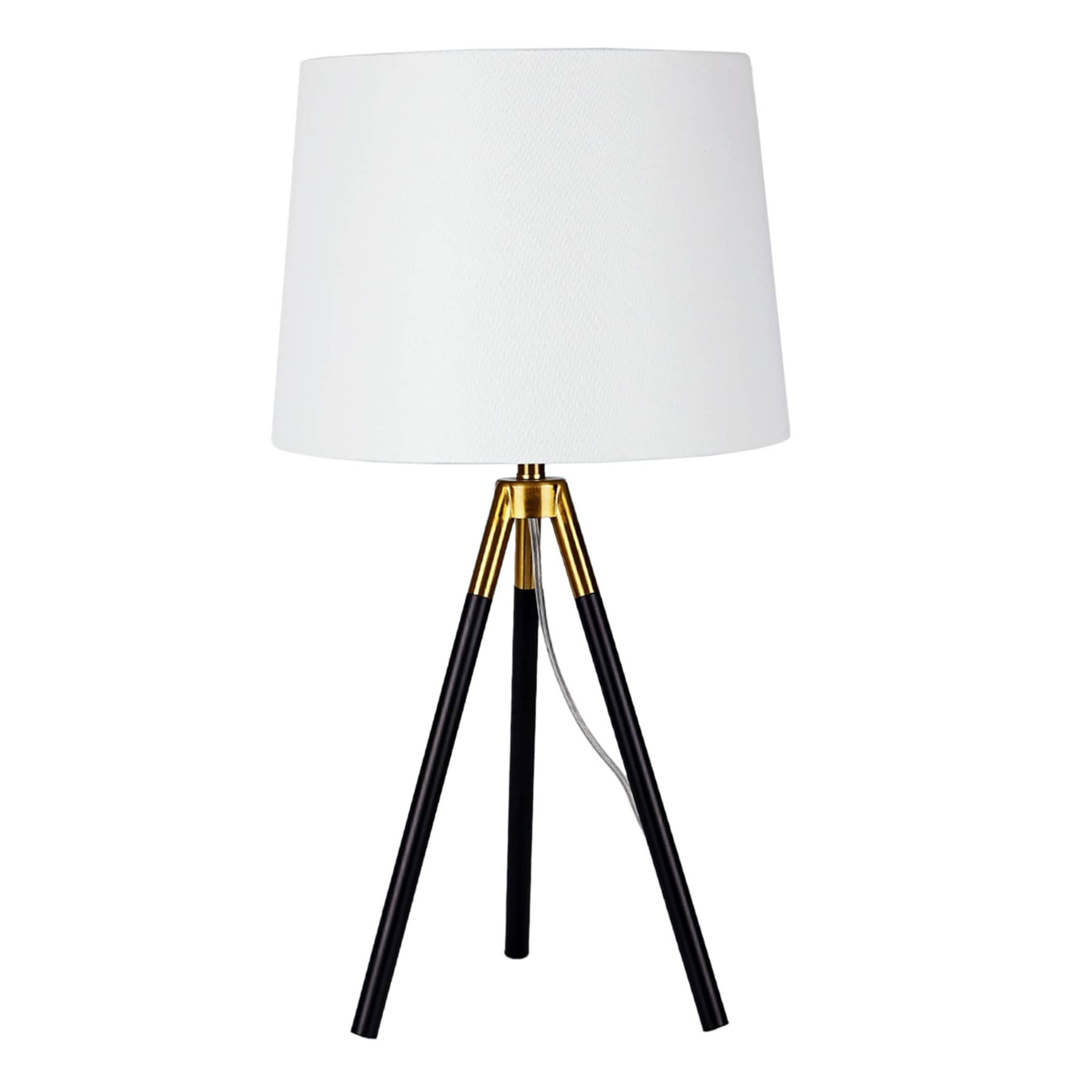 Crosby St. Black Brass Tripod Medium Table Lamp with Shade, 25.5"