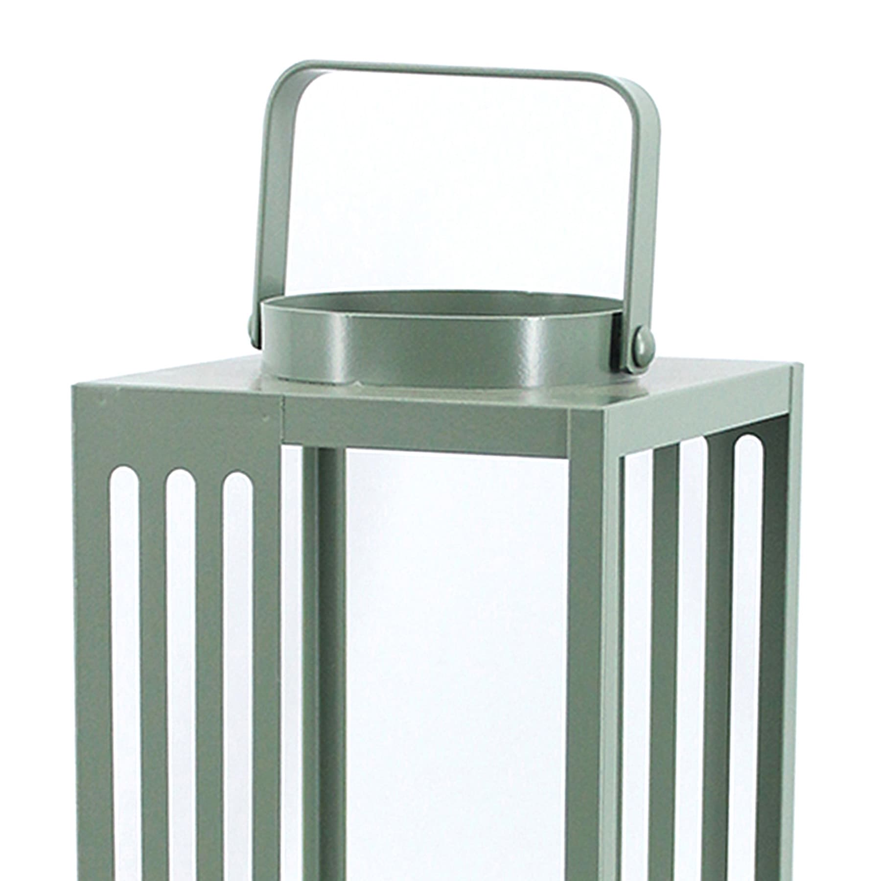 Green Metal Lantern with Handle, 12"