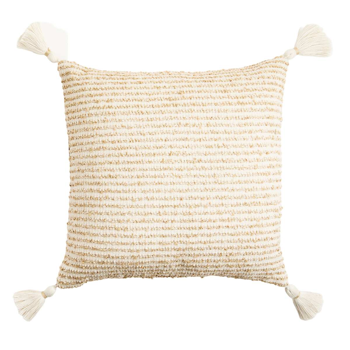 Found & Fable Natural Textured Outdoor Throw Pillow with Tassels, 18"