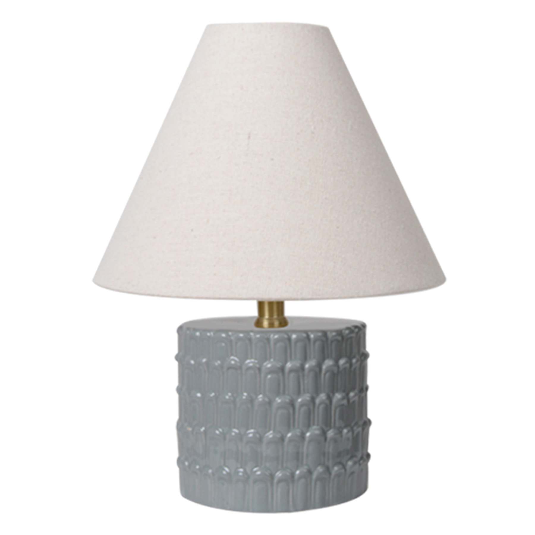 Grey Ceramic Textured Small Table Lamp with Shade, 15"