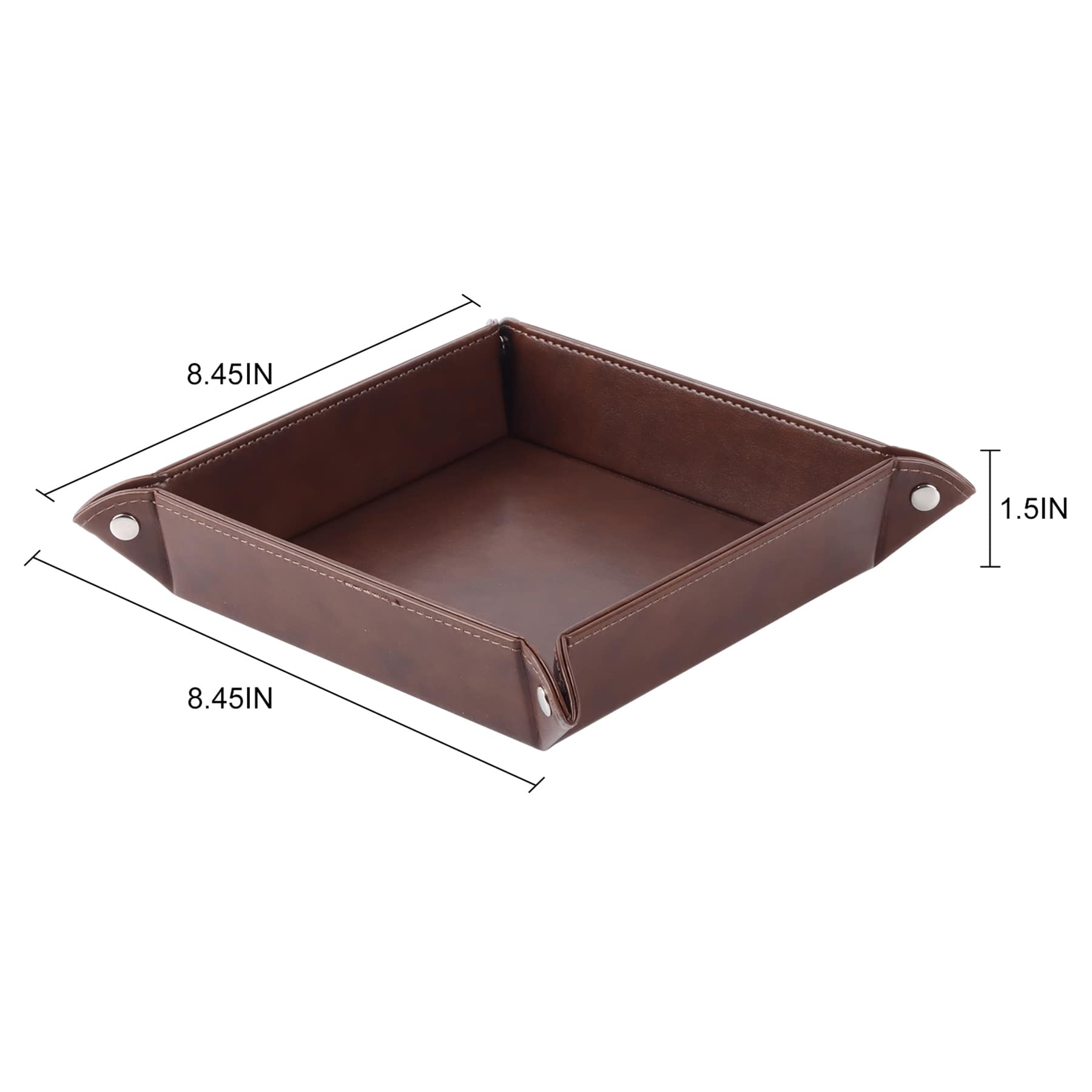 Honeybloom Faux Leather Square Tray, 8"