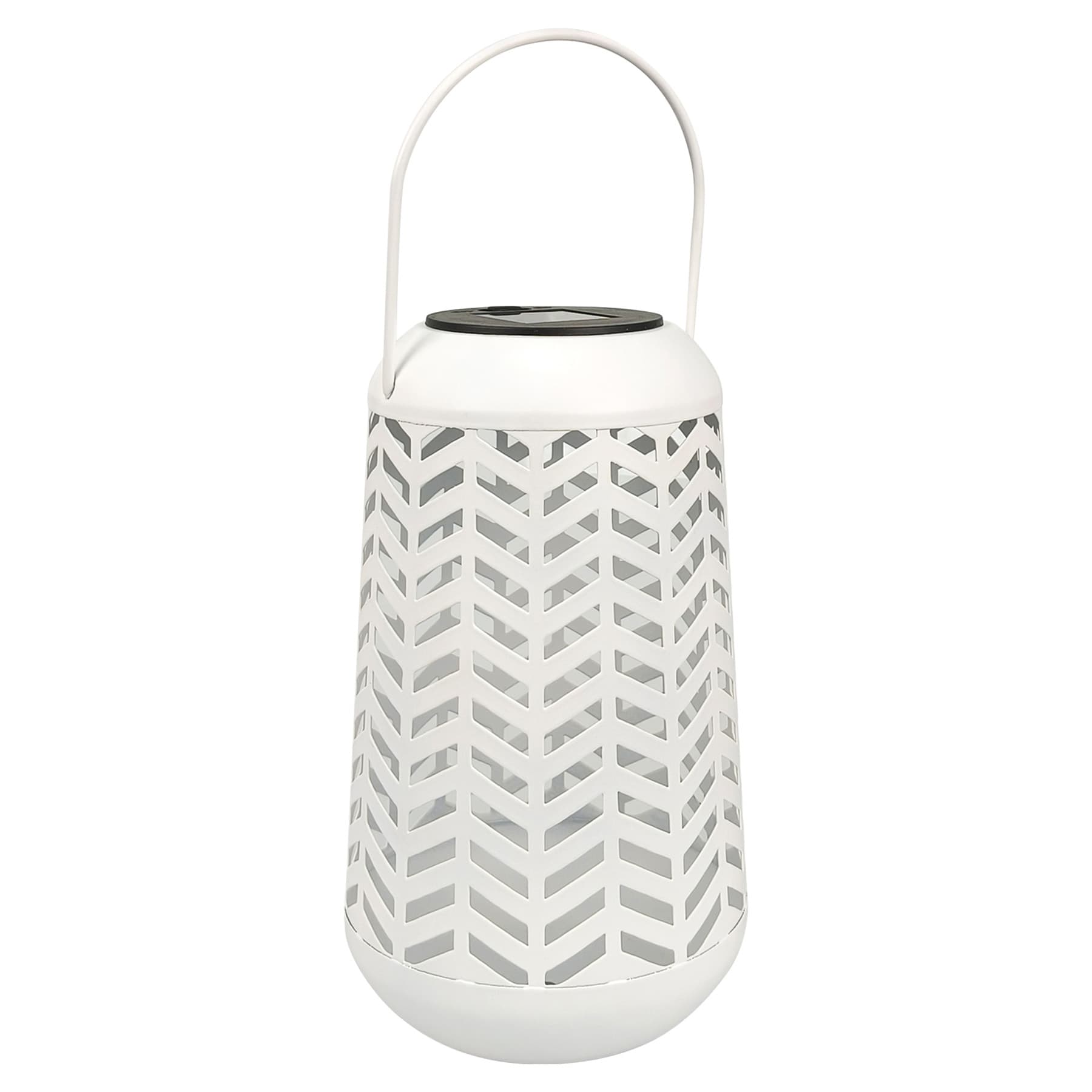 White Geometric Cutout Outdoor Lantern, 7"
