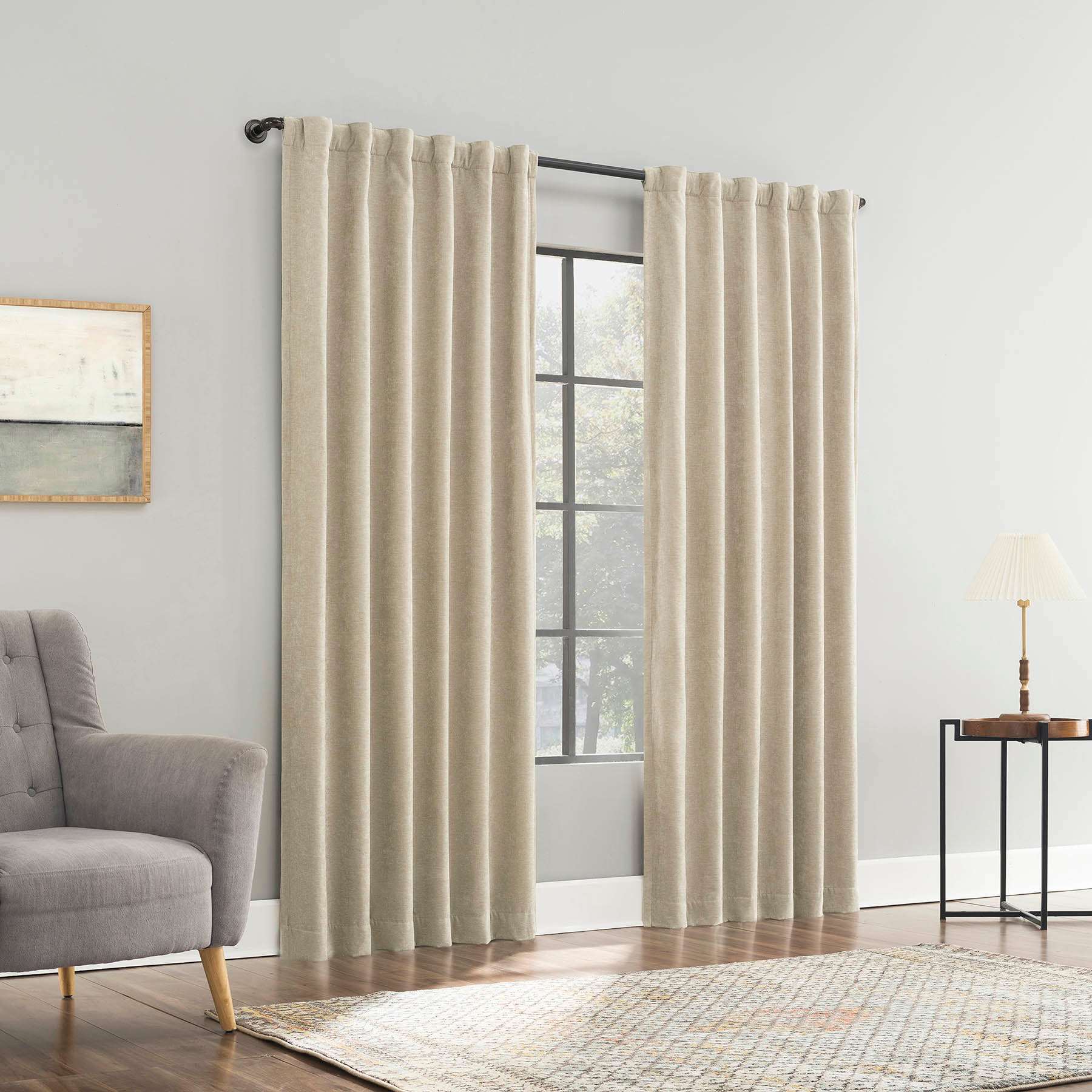 Sun Zero Velvet Taupe Double Magnet Blackout Window Panel, 84"