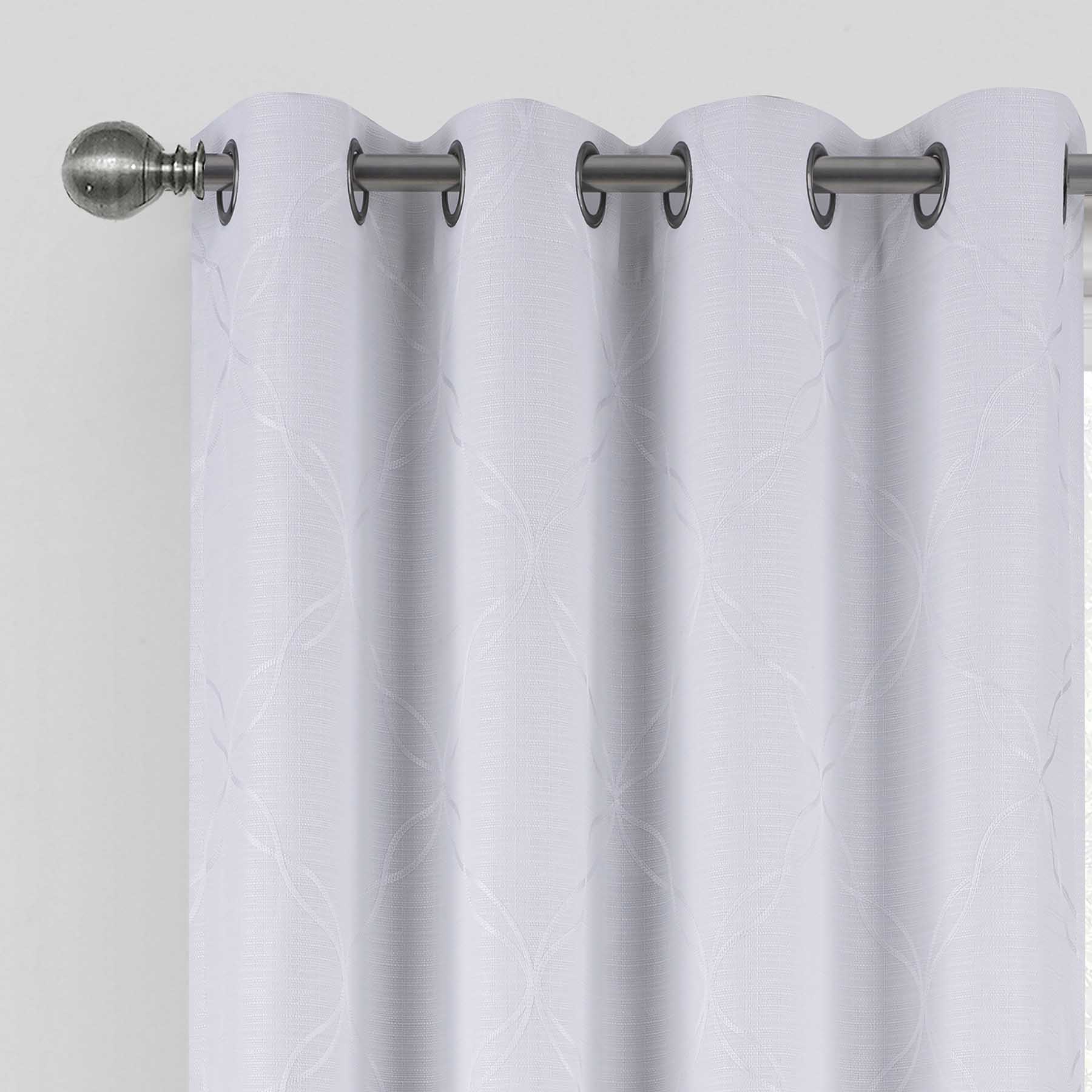 Ivory & White Embroidered Blackout Grommet Curtain Panel, 84"