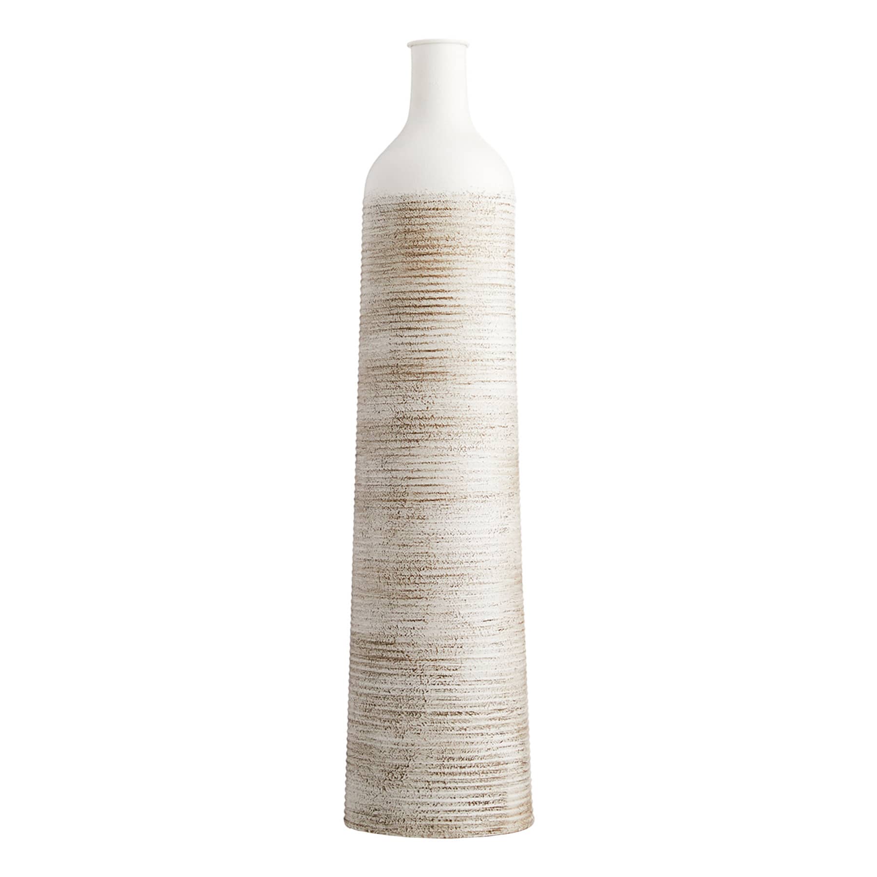 White & Cream Metal Vase, 24"
